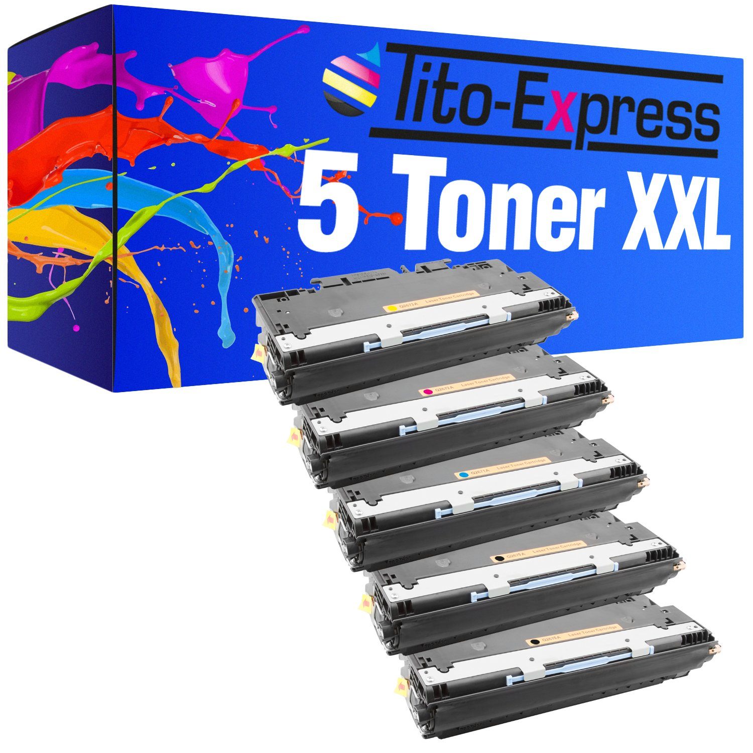 Tito-Express Tonerpatrone 5er Set ersetzt HP Q2670A HP Q2671A HP Q2672A HP Q2673A, für Color LaserJet 3500 3500N 3500 Series 3550 3550N 3700 3700DN