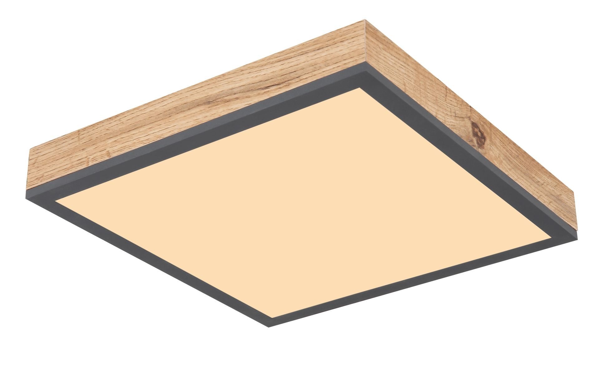 GLOBO LIGHTING LED Deckenleuchte DORO, LED fest integriert, Warmweiß, Quadratische Deckenlampe, 3000 Kelvin, Wohnzimmer, Holzoptik, Eiche