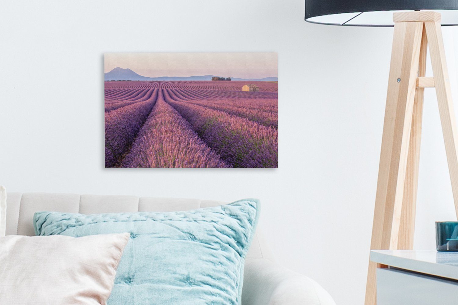 mit OneMillionCanvasses® Aufhängefertig, Lavendelfeld, Wanddeko, St), Frankreich Leinwandbild Landschaft einem Leinwandbilder, in 30x20 (1 cm Wandbild