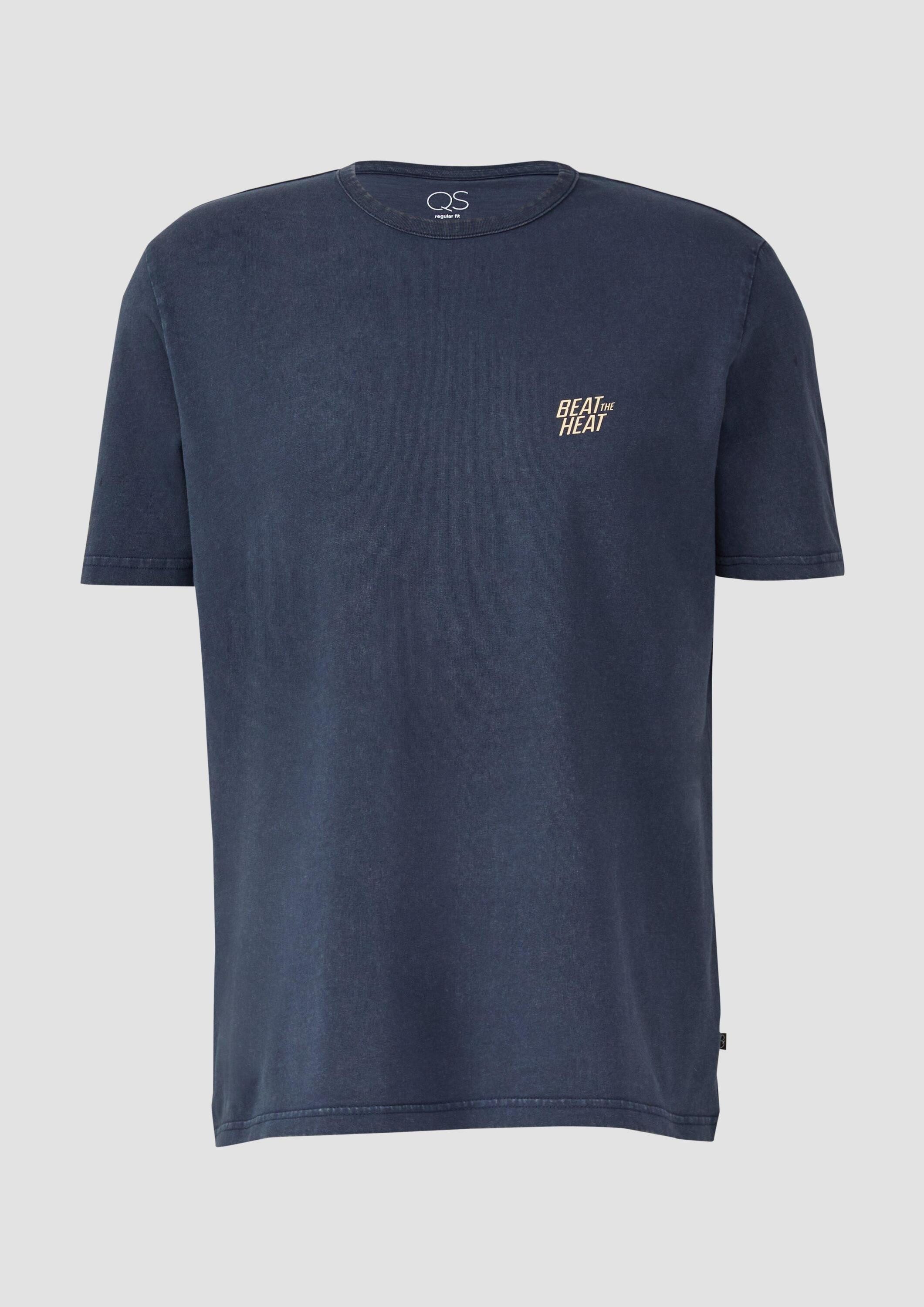 QS Kurzarmshirt T-Shirt Gewaschenes T-Shirt mit Front- und Rückenprint