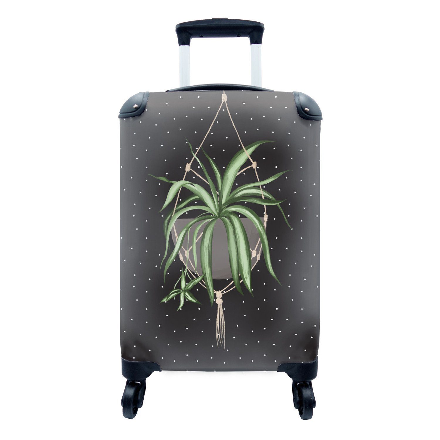 MuchoWow Handgepäckkoffer Pflanzen - Hängepflanze - Pflanzenbügel, 4 Rollen, Reisetasche mit rollen, Handgepäck für Ferien, Trolley, Reisekoffer