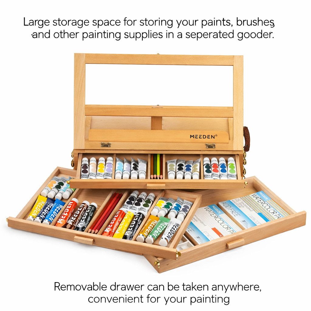 MEEDEN Staffelei MEEDEN Künstler Tischstaffelei Sketchbox XHH-03