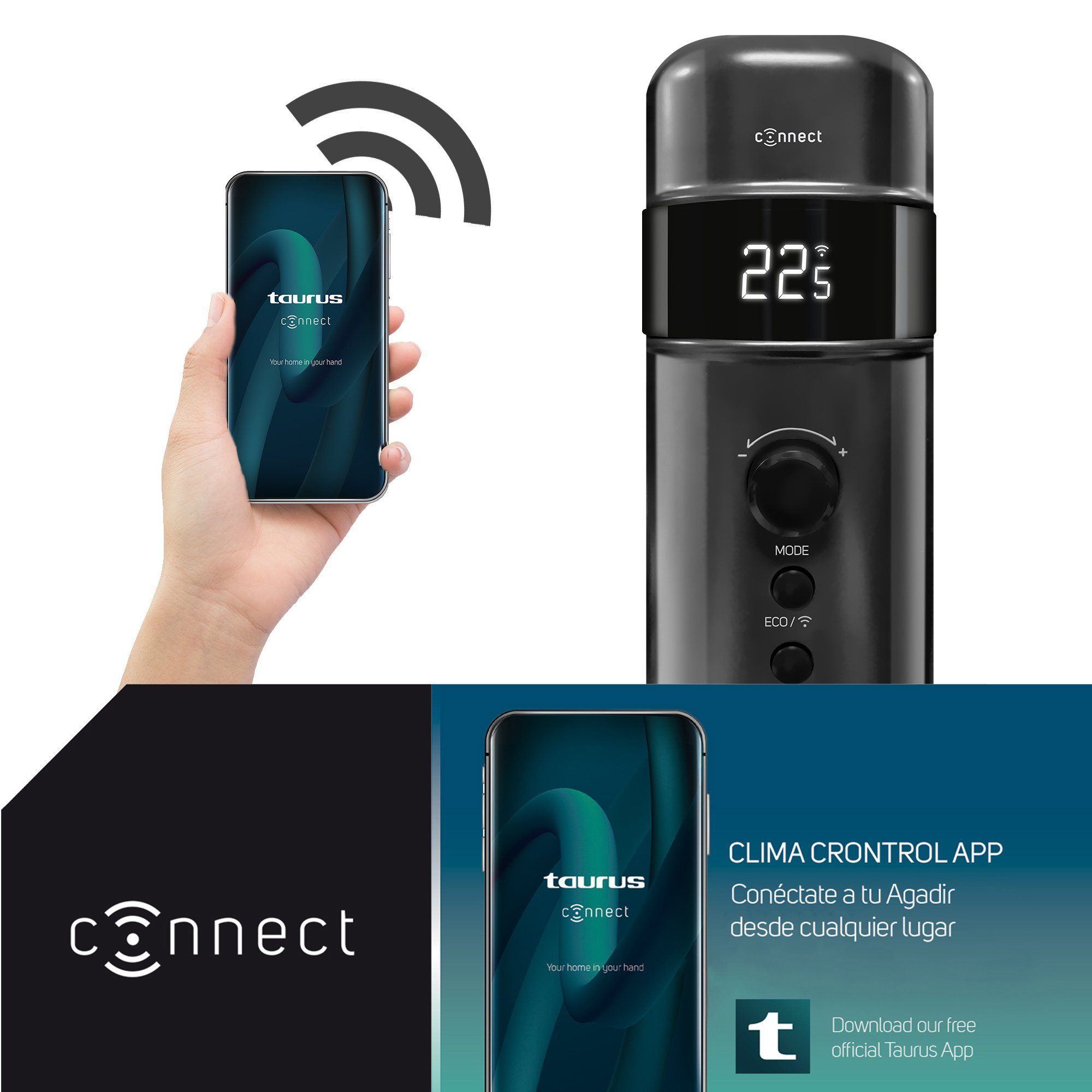 Taurus Ölradiator AGADIR CONNECT 2000, 2000 W, WIFI-App-Steuerung, Sprachst günstig online kaufen