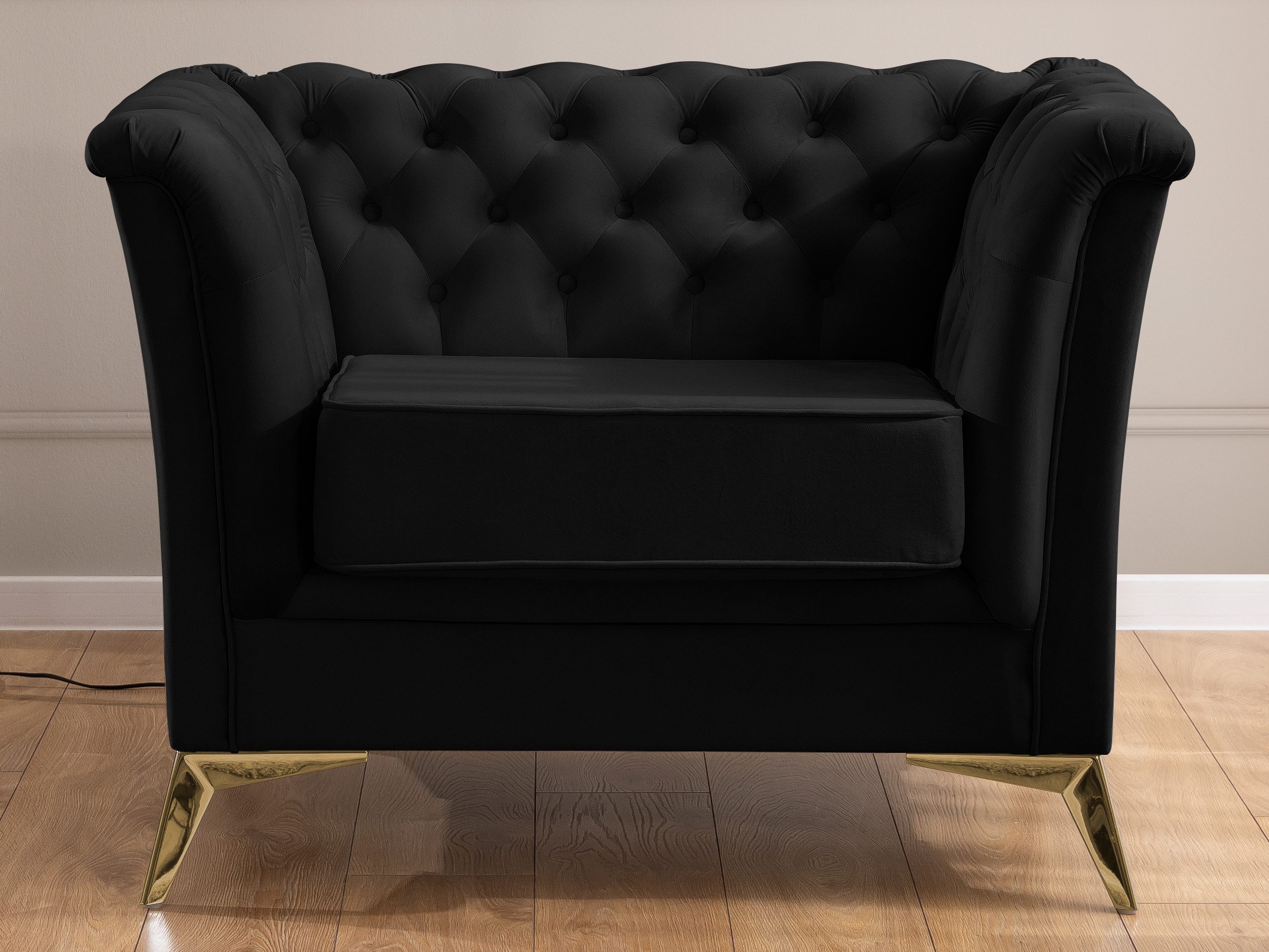 S-Style Möbel Chesterfield-Sessel Whitby aus Samt mit goldenen, silbernen o günstig online kaufen