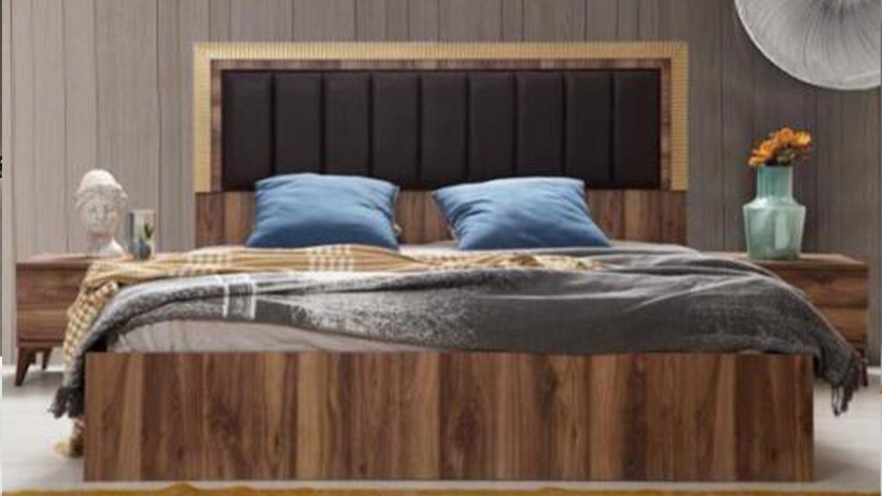 JVmoebel Bett 2x Europe Schlafzimmer Nachttische Spiegel, In Schlafzimmer-Set Kommode Modern Made Set mit