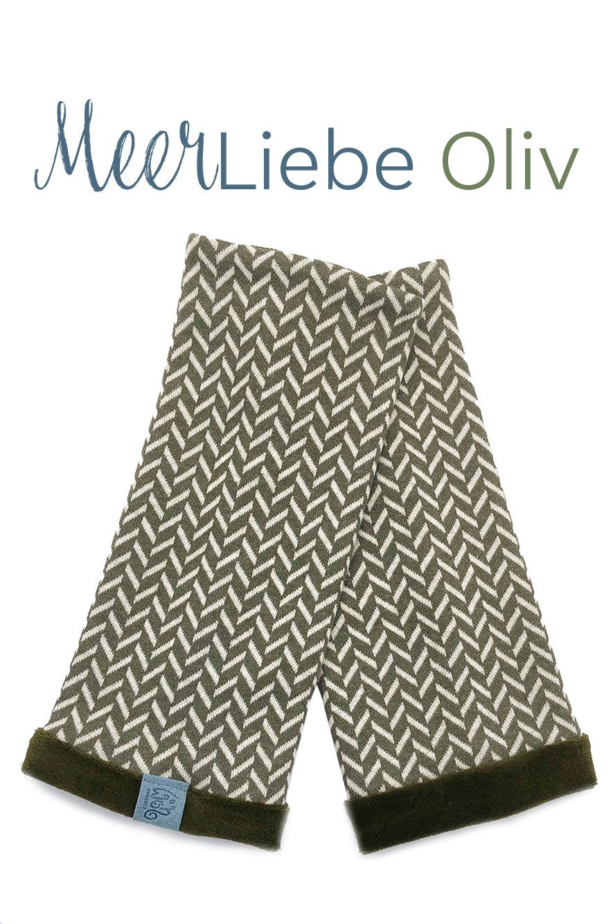 Wishproject® Armstulpen Damen Pulswärmer, Fischgrat Style & Grün Hergestellt in Deutschland, WASCHBAR, LANGLEBIG UND STILVOLL