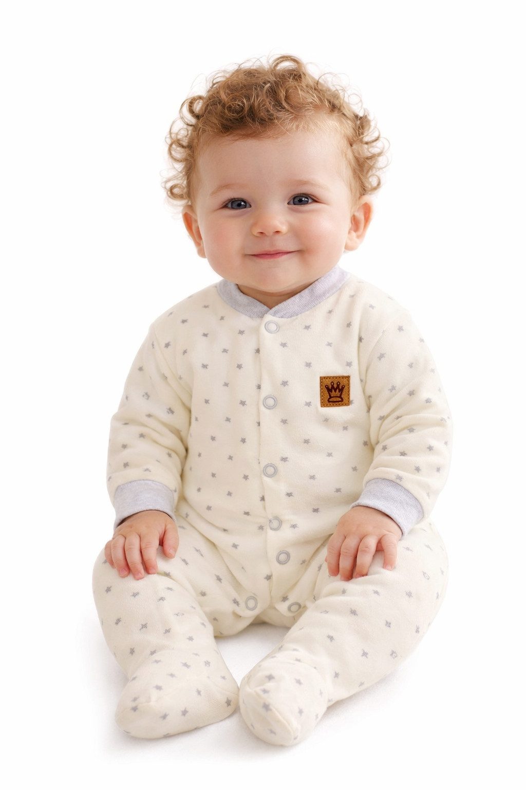 Strampler Baby Einteiler aus Velours neutral Nickistrampler für Neugeborene