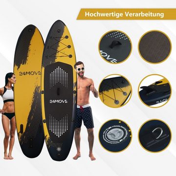 24Move SUP-Board Supboard Set, Premium Stand Up Paddleboard aufblasbar, inkl. Zubehör, Longboard, (Rucksack, Paddel, Action Cam ready, Doppelhub Pumpe, Sicherungsleine, für Kinder & Erwachsene, SPECIAL FORCE, 366x80, bis 200 kg), mit Drop Stich Technologie und Anti-Rutsch Oberfläche