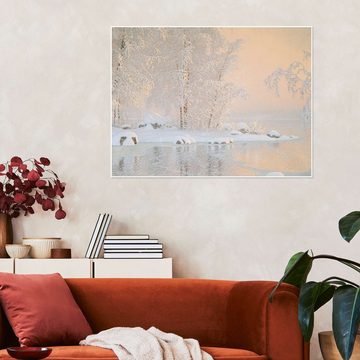 Posterlounge Poster Gustaf Edolf Fjæstad, Landschaft mit einem gefrorenen See, Wohnzimmer Malerei