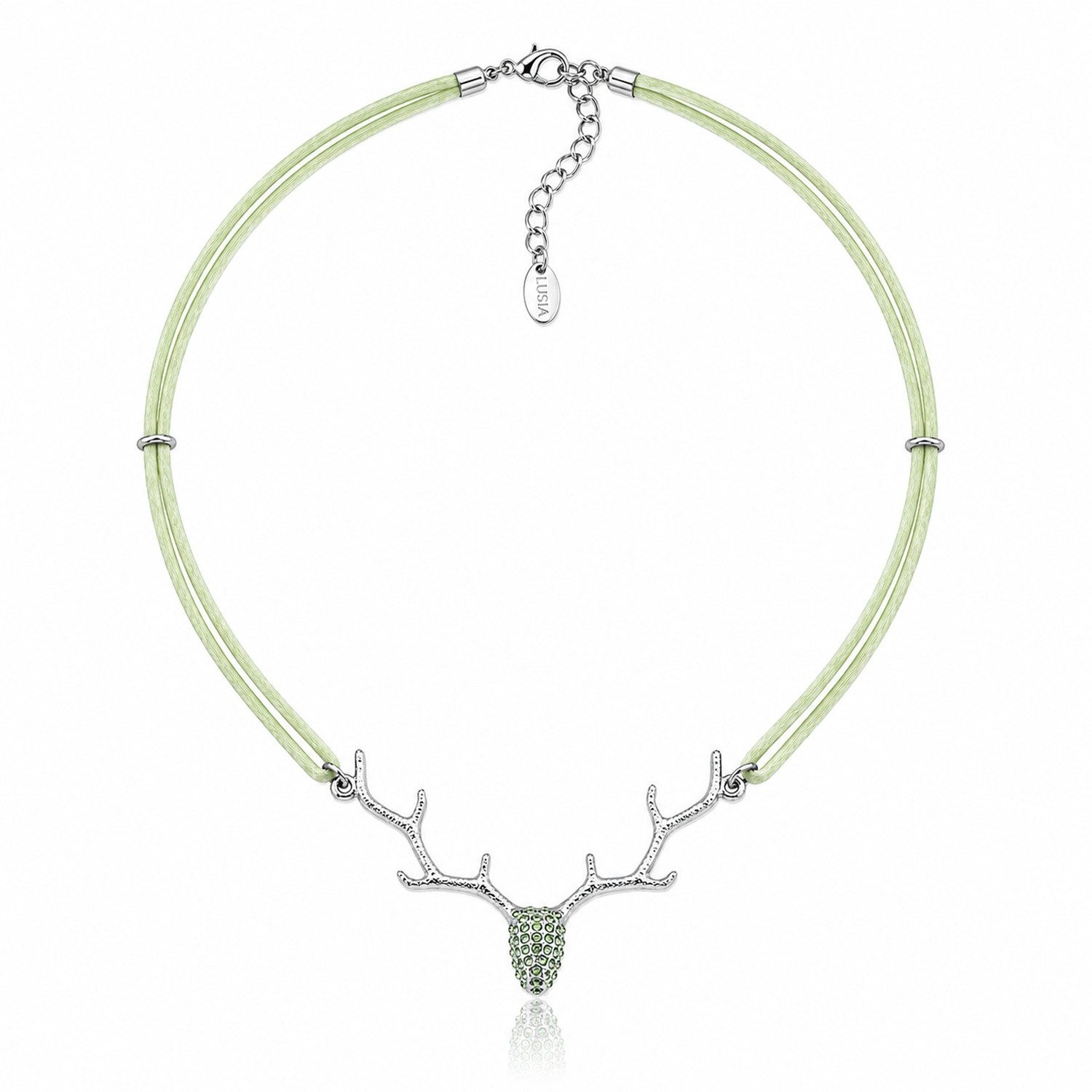 LUISIA® Kette mit Anhänger "Nicola" mit Hirschkopf und Kristallen von Swarovski® (inkl. Schmuckbox) – Bild 2 von 5