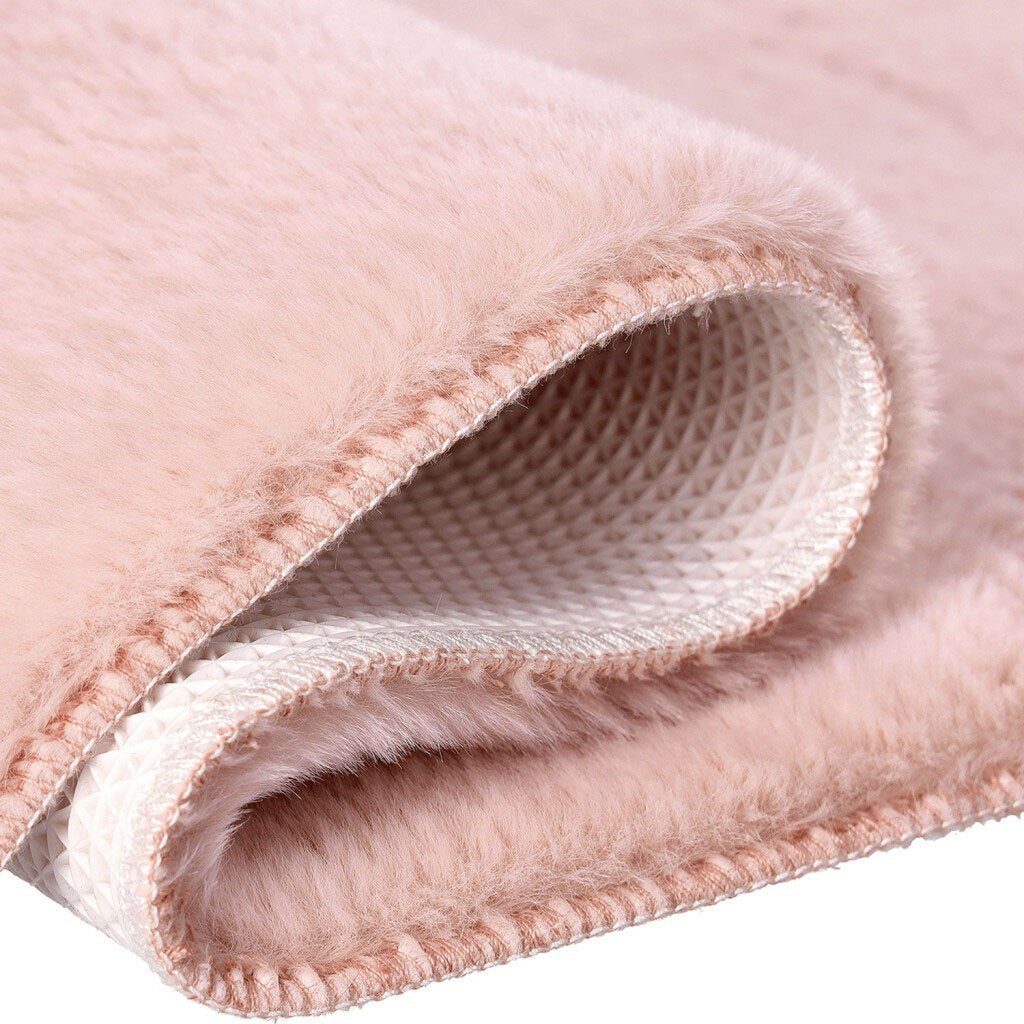 Carpet City Badematte Topia Mats, Badteppich uni, Höhe 14 mm, rutschhemmend beschichtet, strapazierfähig, Polyester, rechteckig, Hochflor, Kaninchen Haptik, Polyester, Badezimmerteppich, waschbar