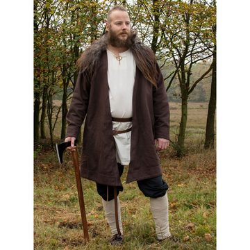 Battle Merchant Wikinger-Kostüm Klappenrock Bjorn, Wikinger Mantel aus Baumwolle, braun M