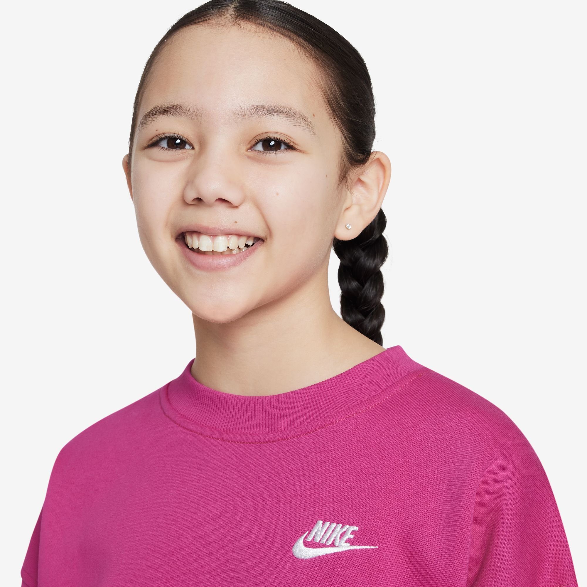 BIG (GIRLS) CLUB KIDS' FLEECE Nike OVERSIZED SWEATSHIRT Sportswear FIREBERRY/WHITE Sweatshirt