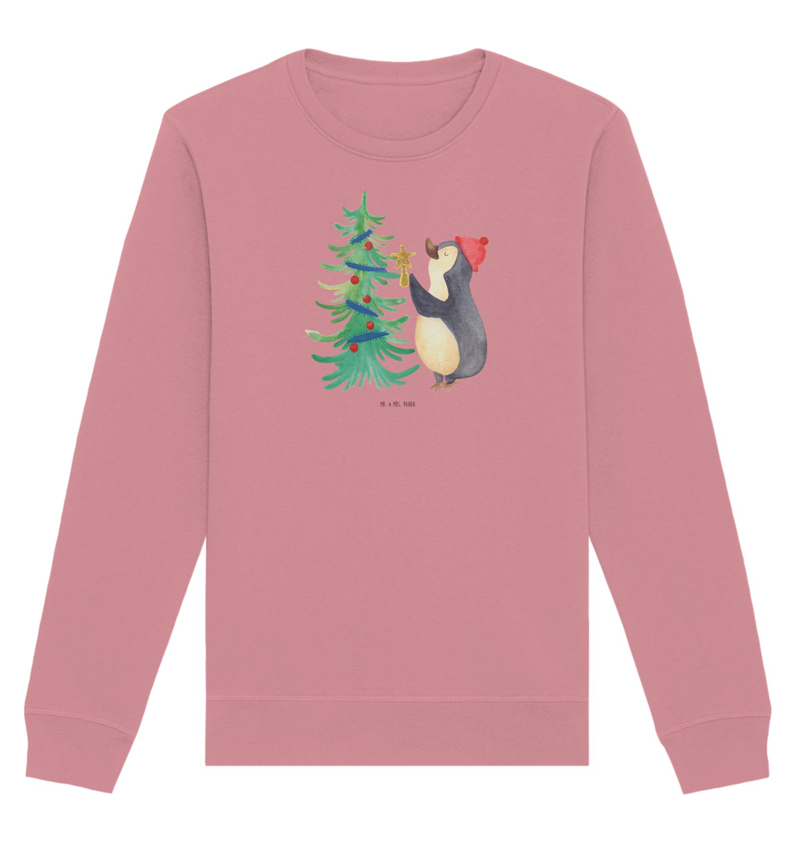 Longpullover Pinguin Weihnachtsbaum Größe S - Canyon Pink - Geschenk, Pullover Fra