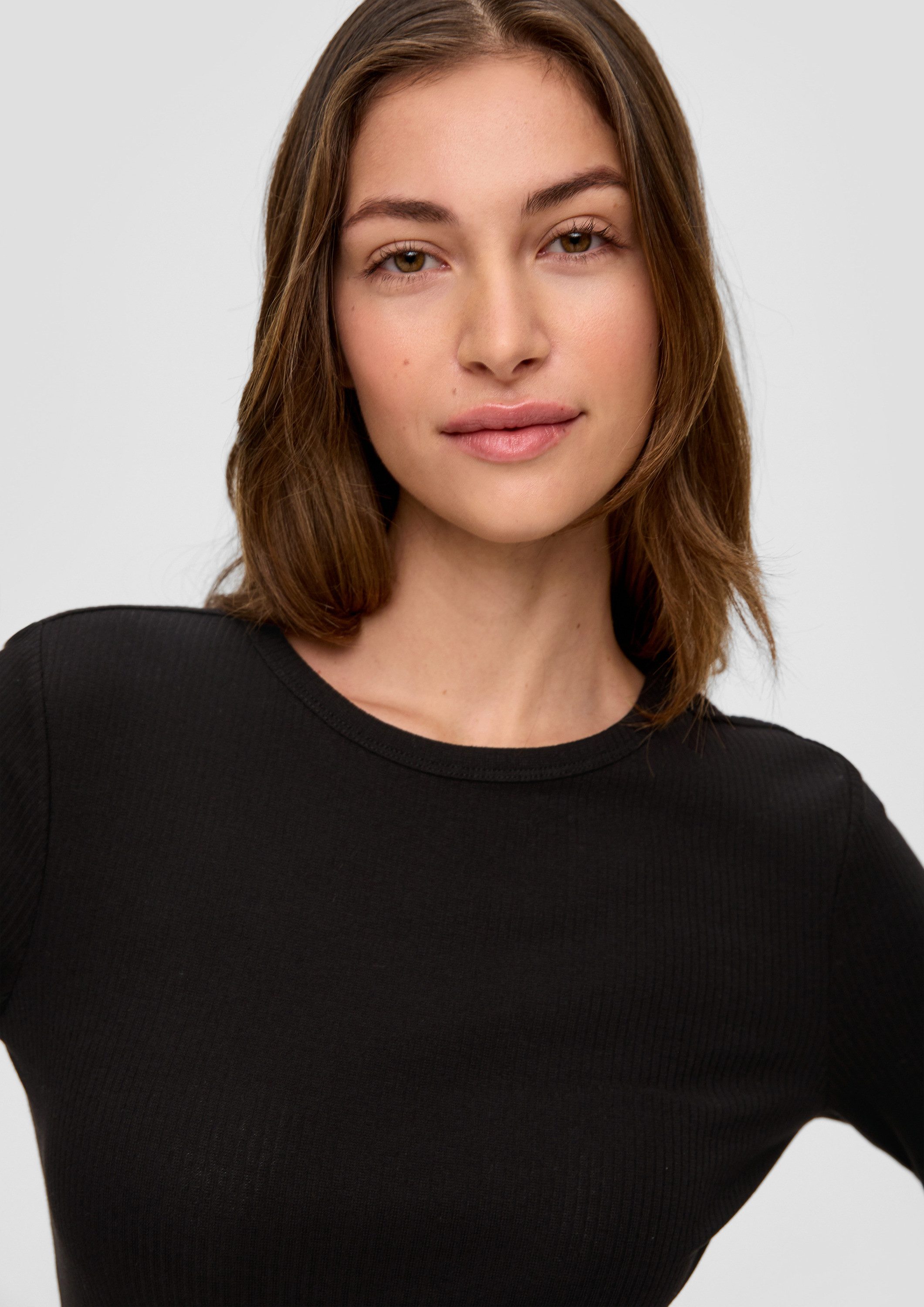 QS Langarmshirt T-Shirt Geripptes Longsleeve