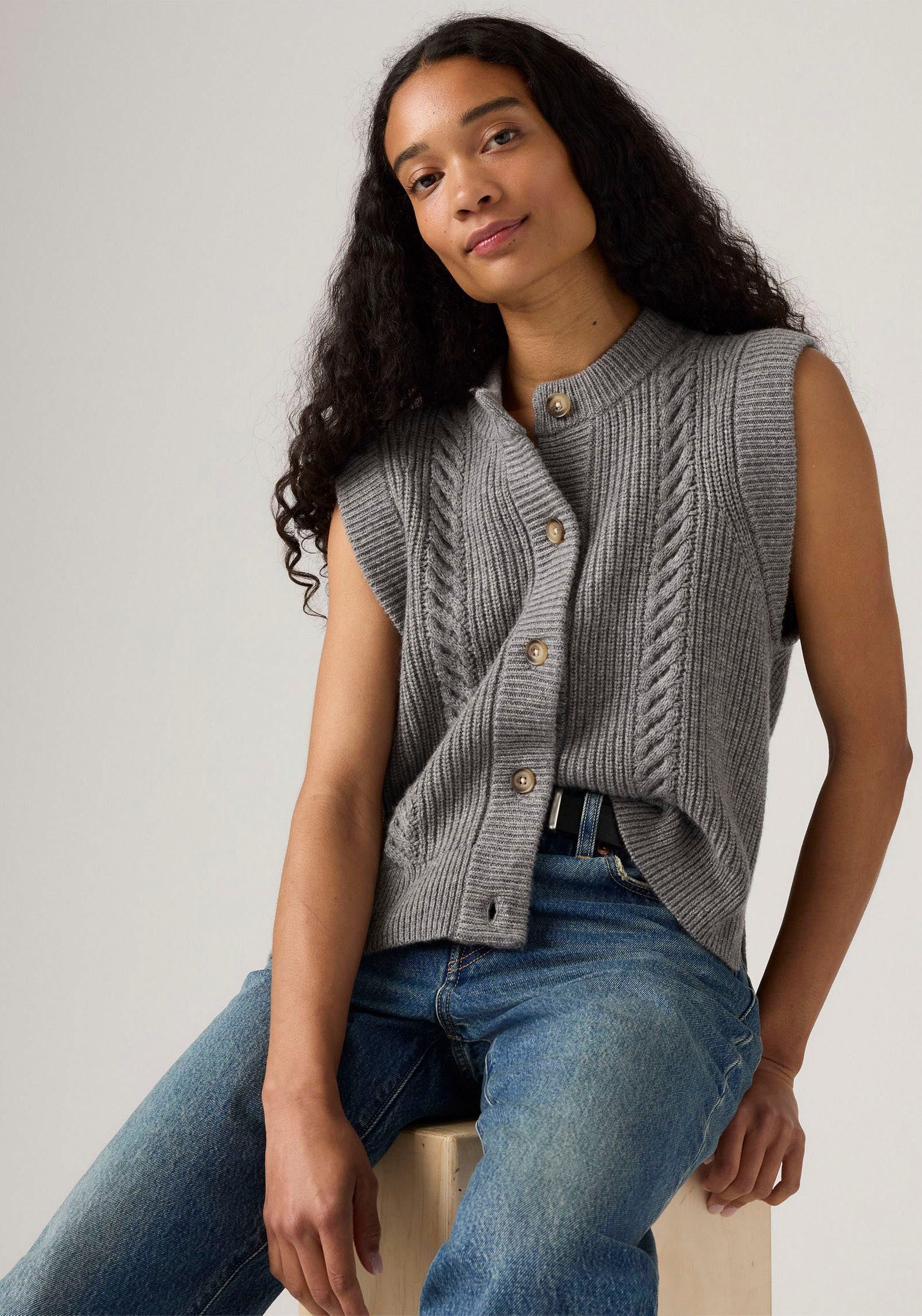 Levi's® Strickweste INES CABLE SWEATE Materialmix mit Wollanteil günstig online kaufen