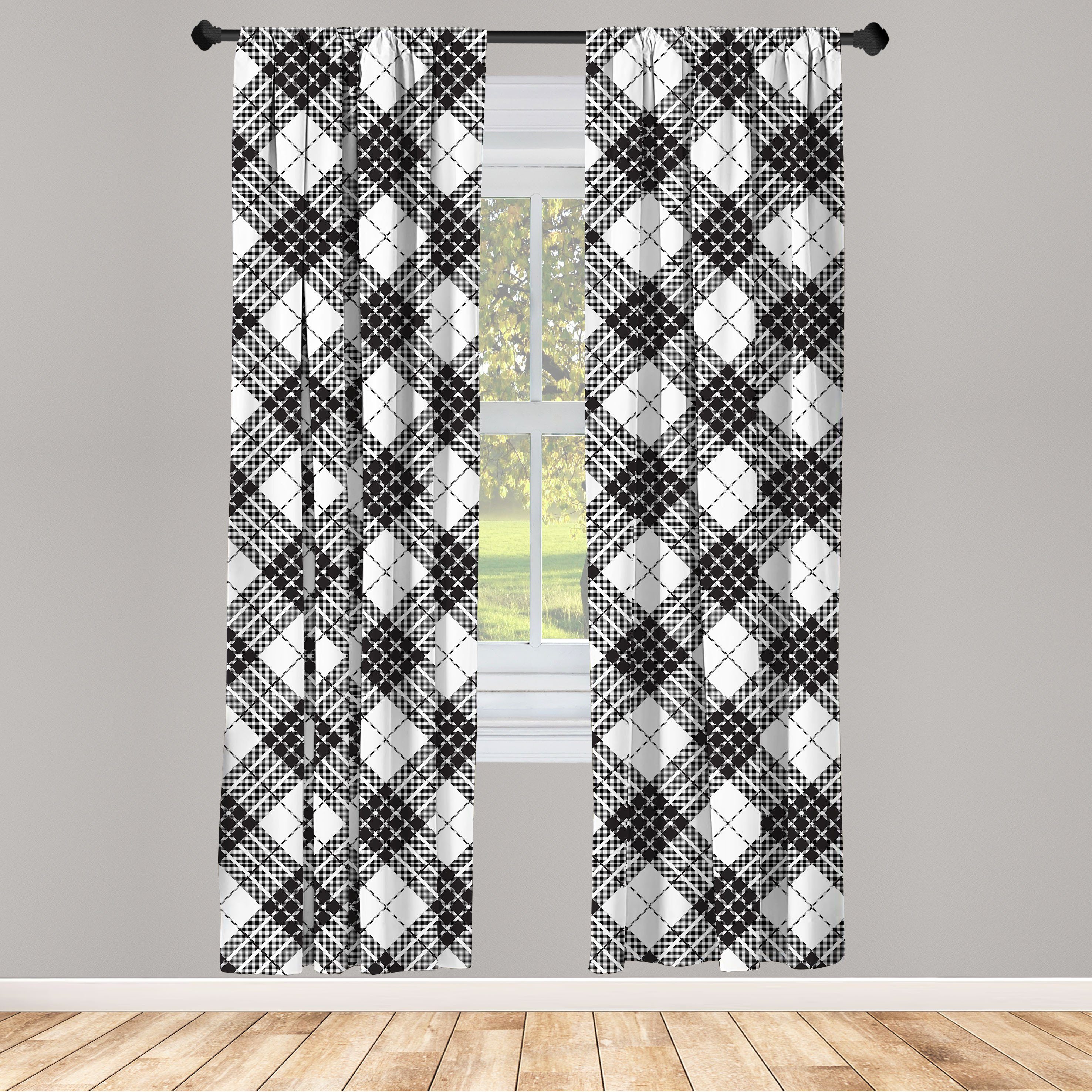 Gardine Vorhang für Wohnzimmer Schlafzimmer Dekor, Abakuhaus, Microfaser, Schottenkaro Checkered Streifen-Klassiker