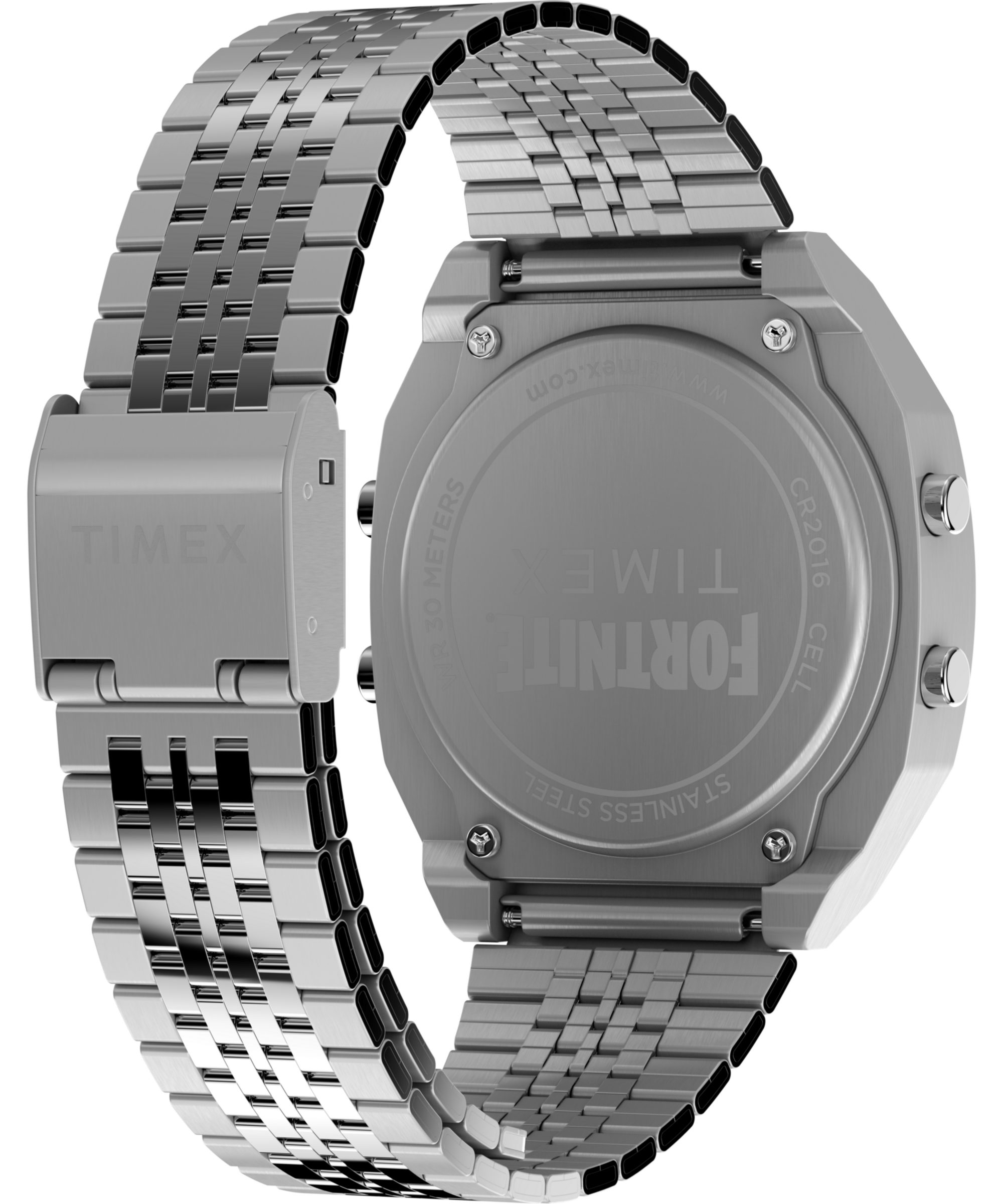 Timex Chronograph TIMEX x FORTNITE TIMEX T80 TW2Y46100YH, Quarzuhr, Armbanduhr,Herrenuhr,Edelstahlarmband, Stoppfunktion,digital