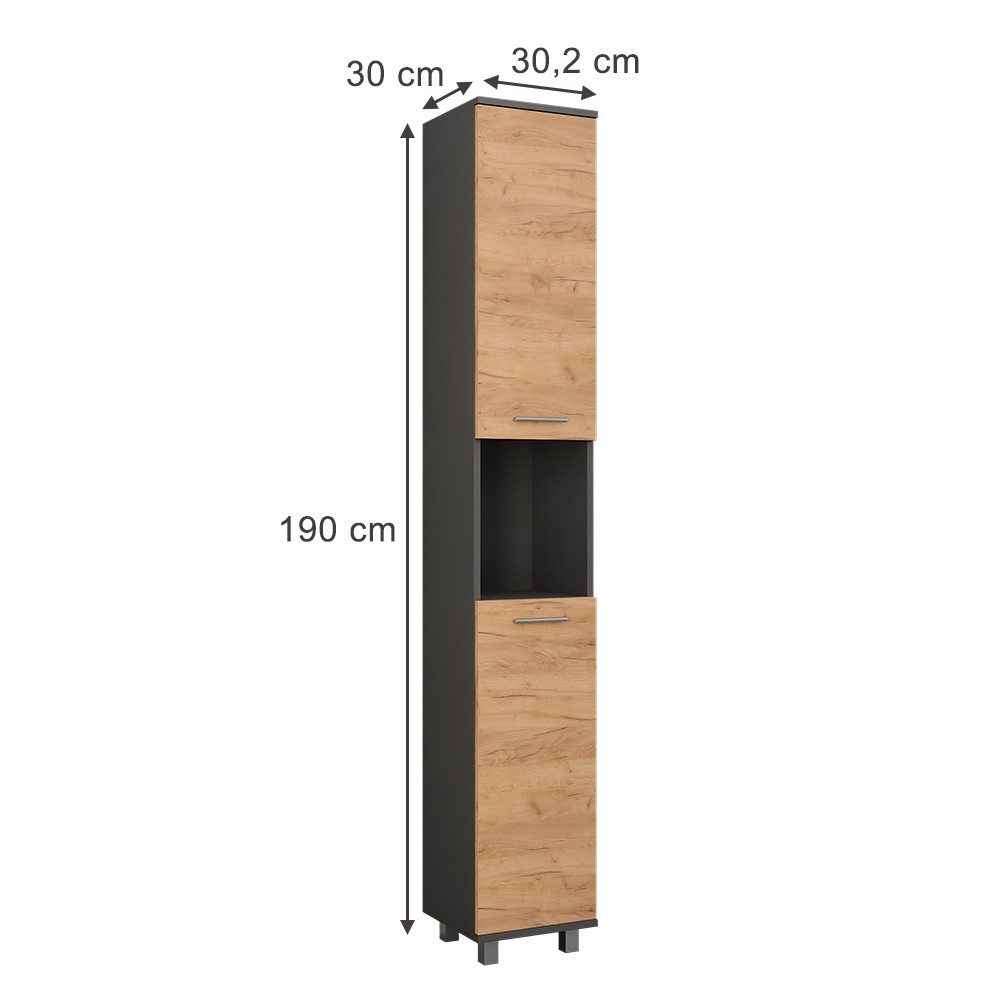 Vicco Hochschrank Ilias, Anthrazit/Goldkraft Eiche, 30.2 günstig online kaufen