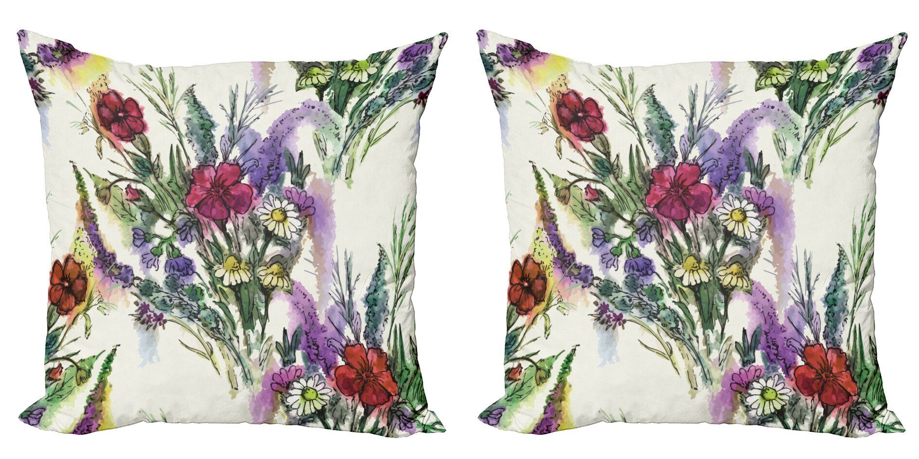 Kissenbezüge Modern Accent Doppelseitiger Digitaldruck, Abakuhaus (2 Stück), Jahrgang floral Bouquet