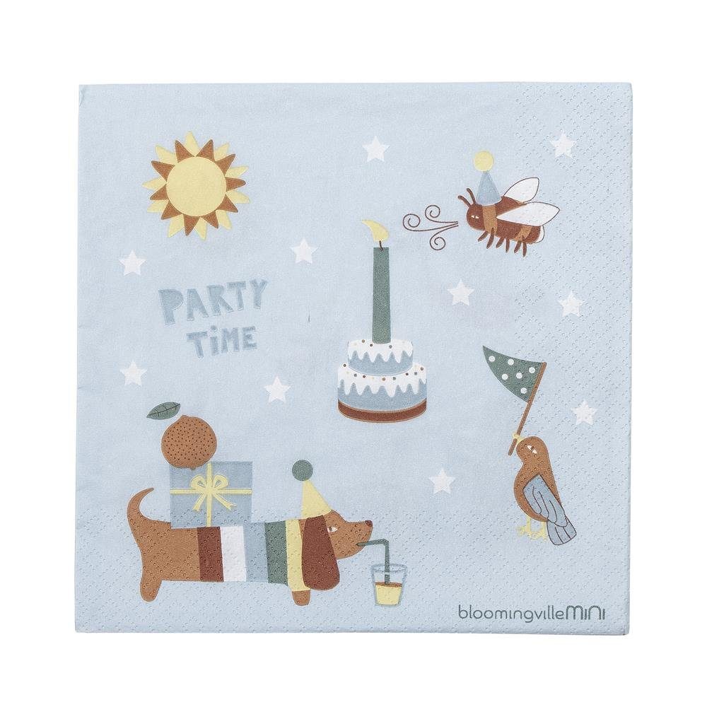 Bloomingville Papierserviette Charlie, in Blau, 20er Pack, 33x33cm, für Kindergeburtstag