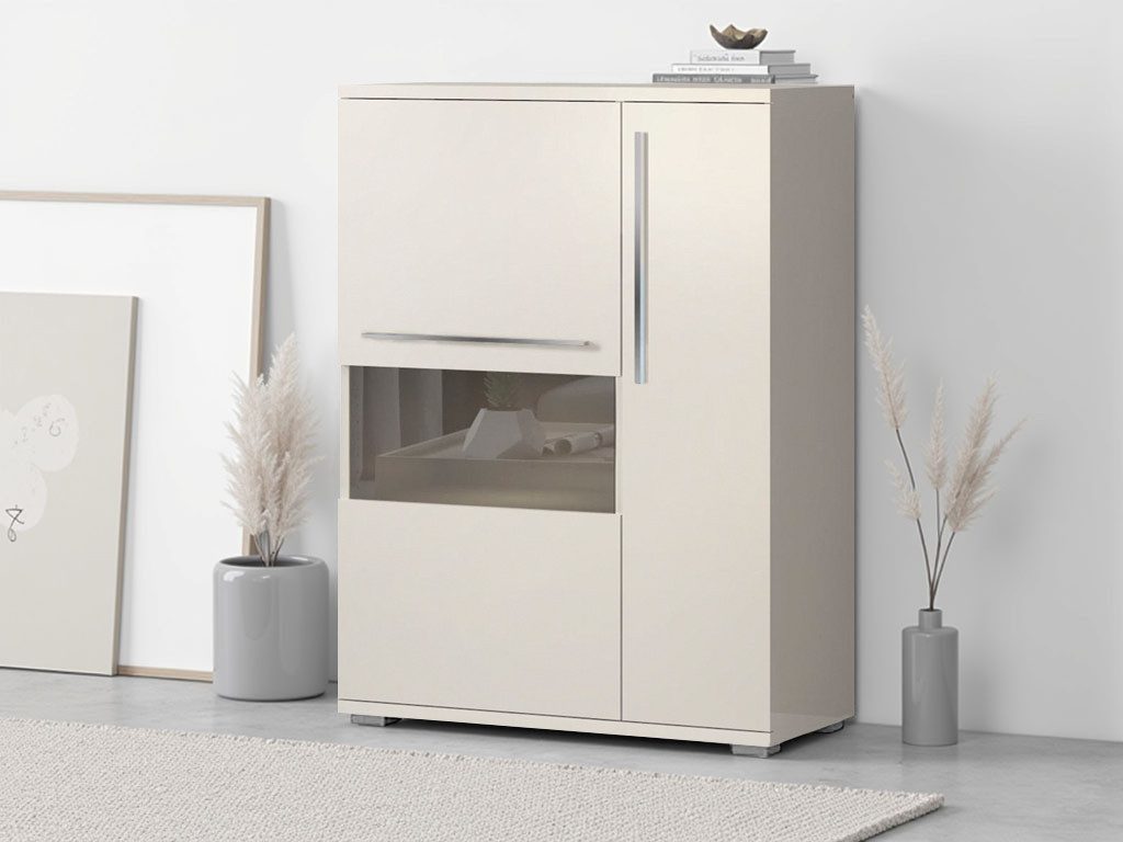 Places of Style Highboard Piano Vitrine (H/B/T): 123/90/40,2cm), UV lackiert, Soft-Close Funktion