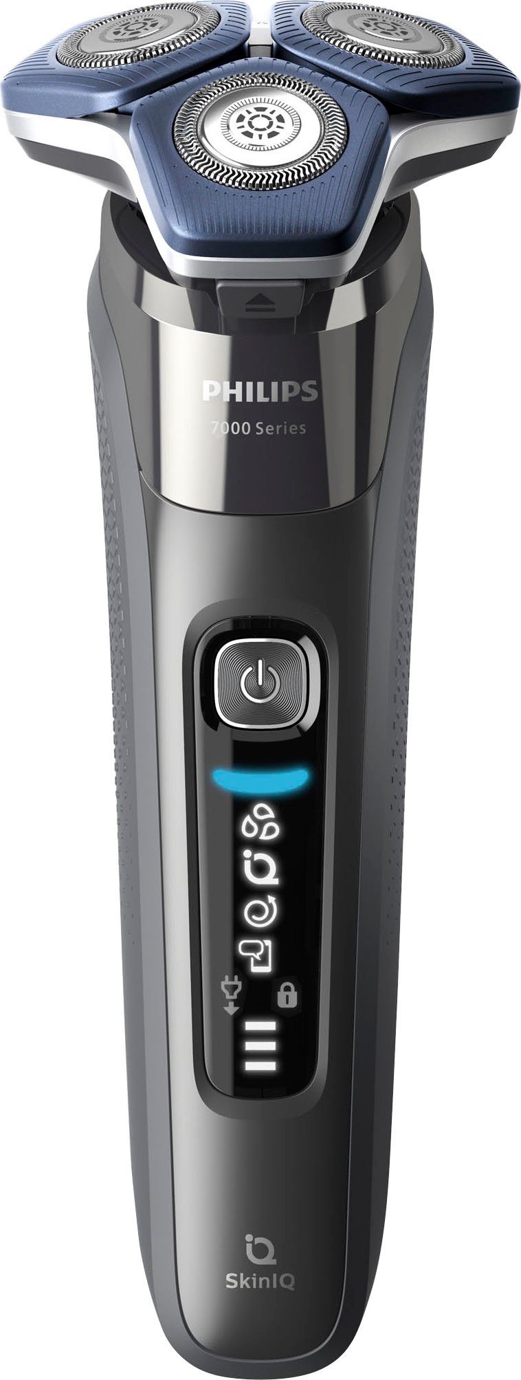 Philips Elektrorasierer Shaver Series mit 4 Technologie SkinIQ Reinigungsstation, Ladestand, 7000 Reinigungskartuschen, Präzisionstrimmer, S7887/63, ausklappbarer Etui