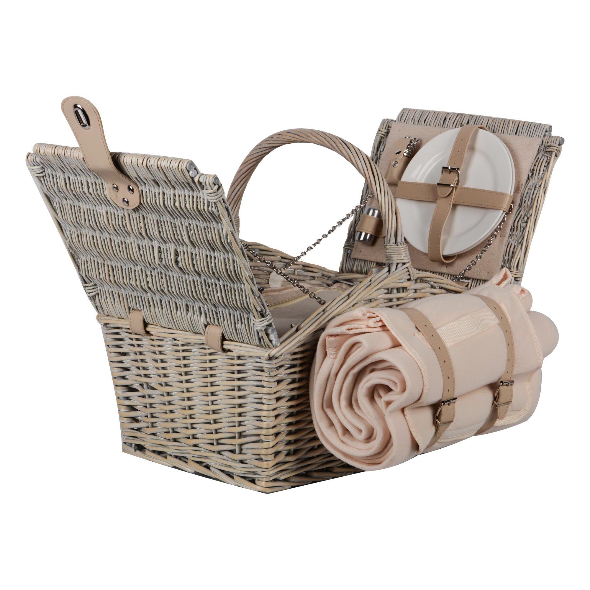 UNUS GARDEN Picknickkorb Picknick Komplettset für 2 Personen (1 St., 28/40x32x48 cm (HxBxL), inklusive Picknickdecke und inklusive Besteck, Geschirr, uvm.