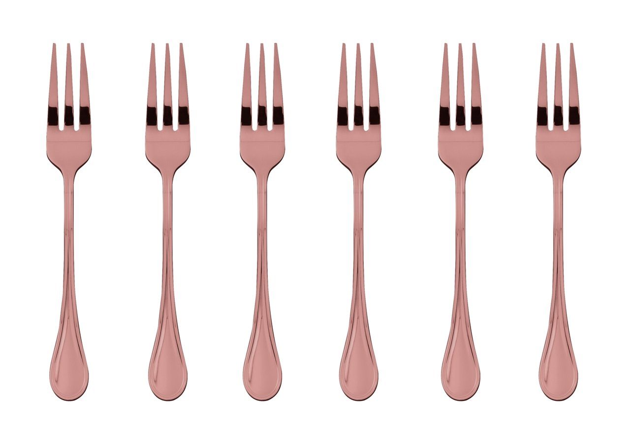 sambonet Besteck-Set Royal Edelstahl/PVD Kupfer Kuchengabeln Set 6, Edelstahl