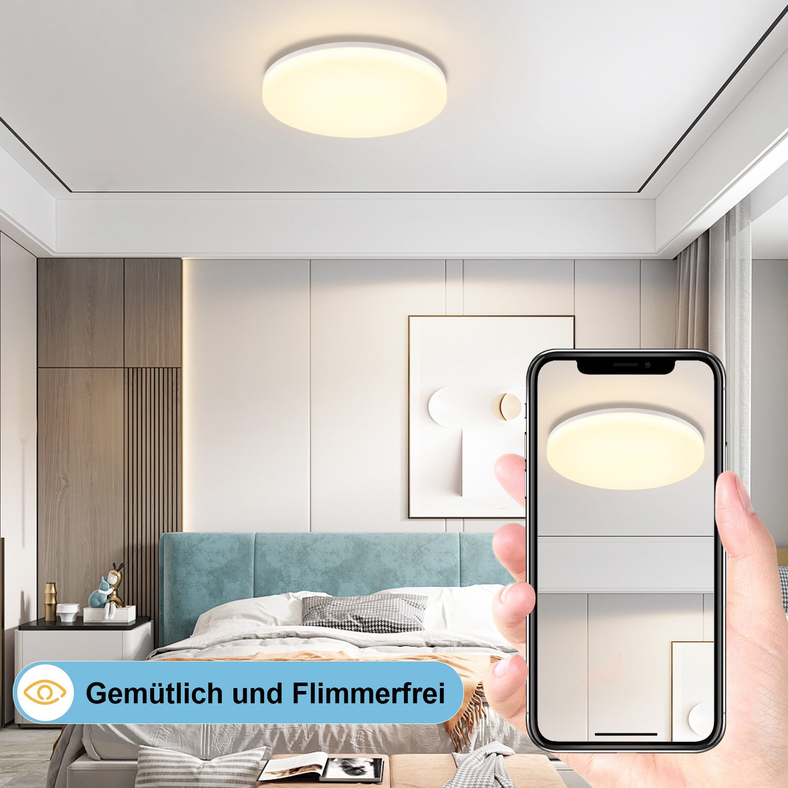 ZMH LED Deckenleuchte Wohnzimmer 22CM 18W günstig online kaufen