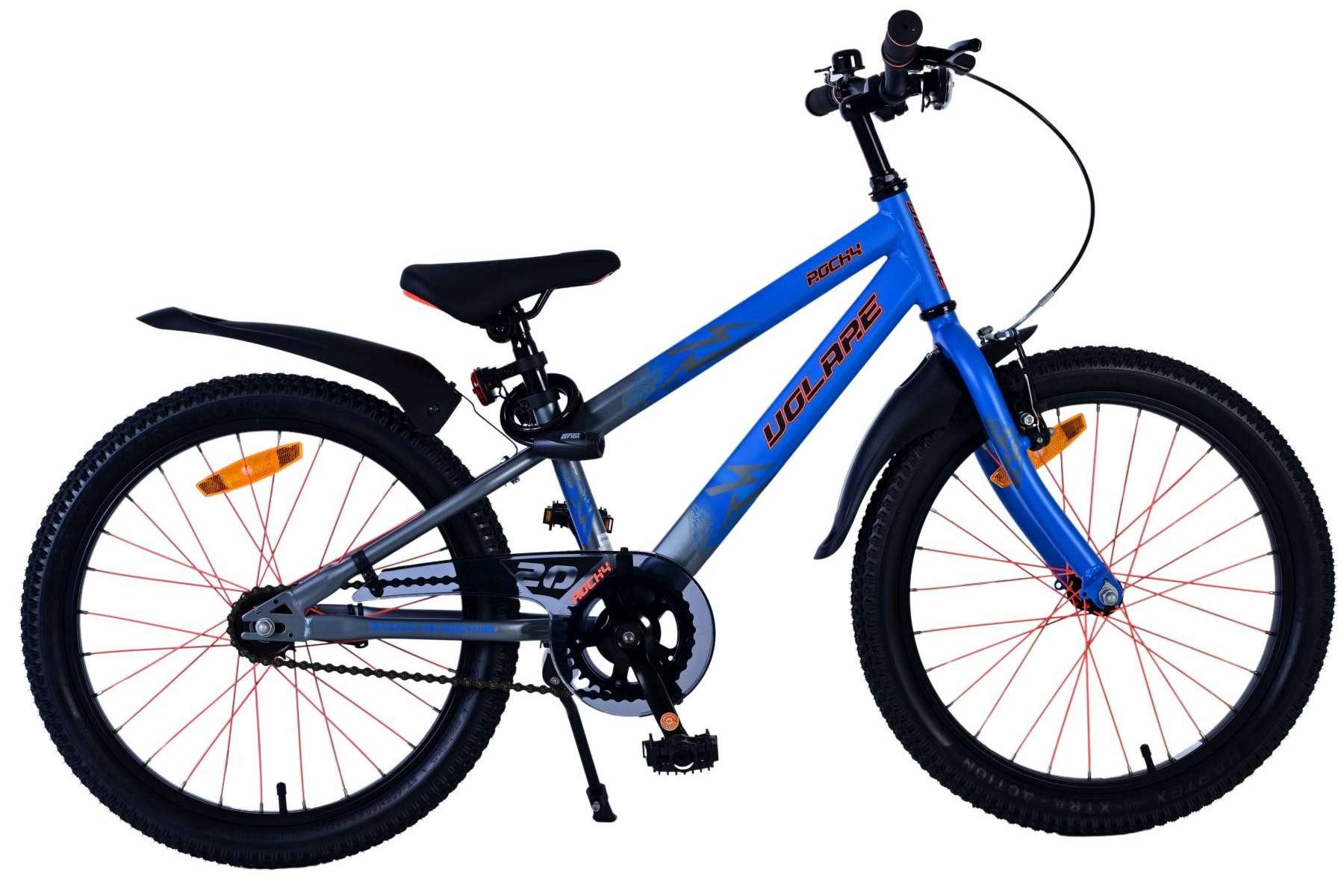 Volare Kinderfahrrad Volare Rocky Kinderfahrrad für Jungen - 20 Zoll in Blau für Kinder, Vorderradbremsen, verstellbarer Sattel, Aluminiumfelgen