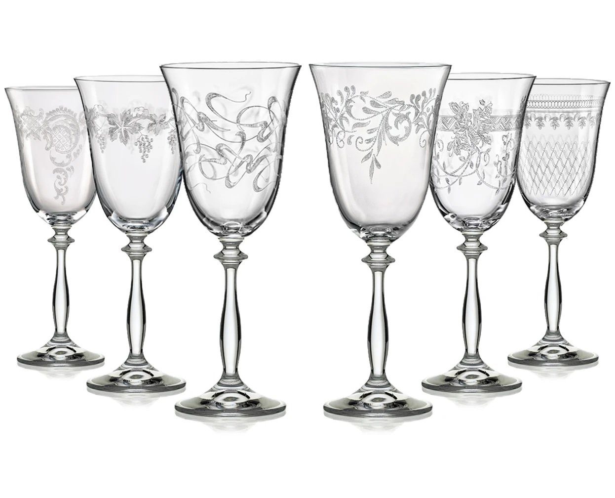 Rotweinglas Royal mit unterschiedlichen Ornamenten 350 ml