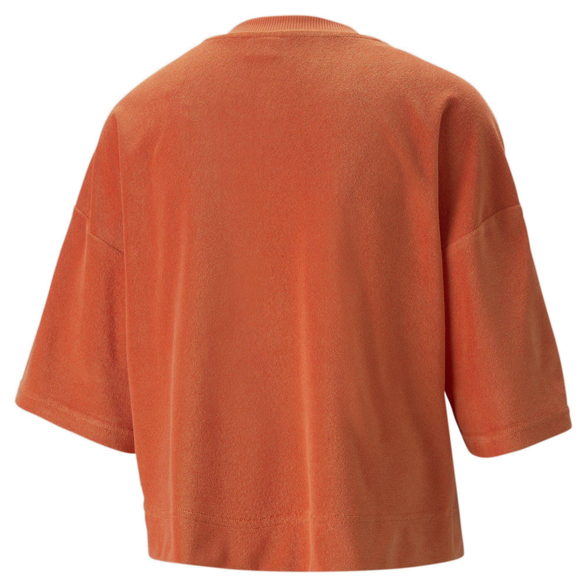 PUMA Classics Damen Frottee-T-Shirt Powder Orange Chili T-Shirt