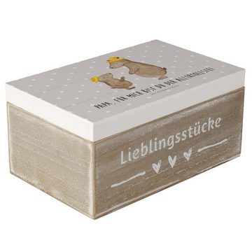Mr. & Mrs. Panda Dekokiste Bären mit Hut - Grau Pastell - Geschenk, Holzkiste, Mama, Erinnerungs (1 St)