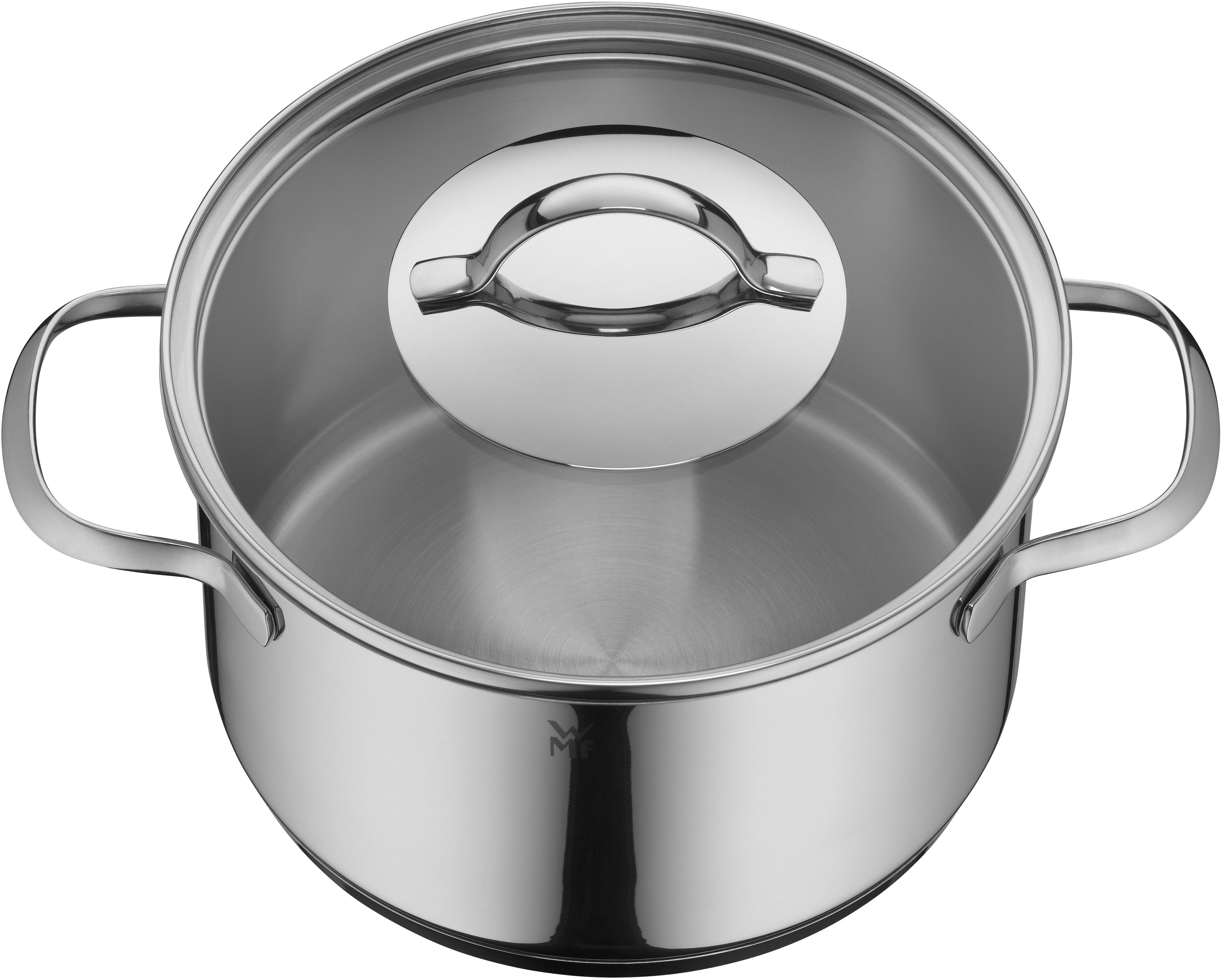 WMF Fleischtopf Provence Plus, Kochtopf groß mit Glasdeckel, Suppentopf Induktion, Cromargan® Edelstahl Rostfrei 18/10, für alle Herdarten geeignet, unbeschichtet, spülmaschinengeeignet