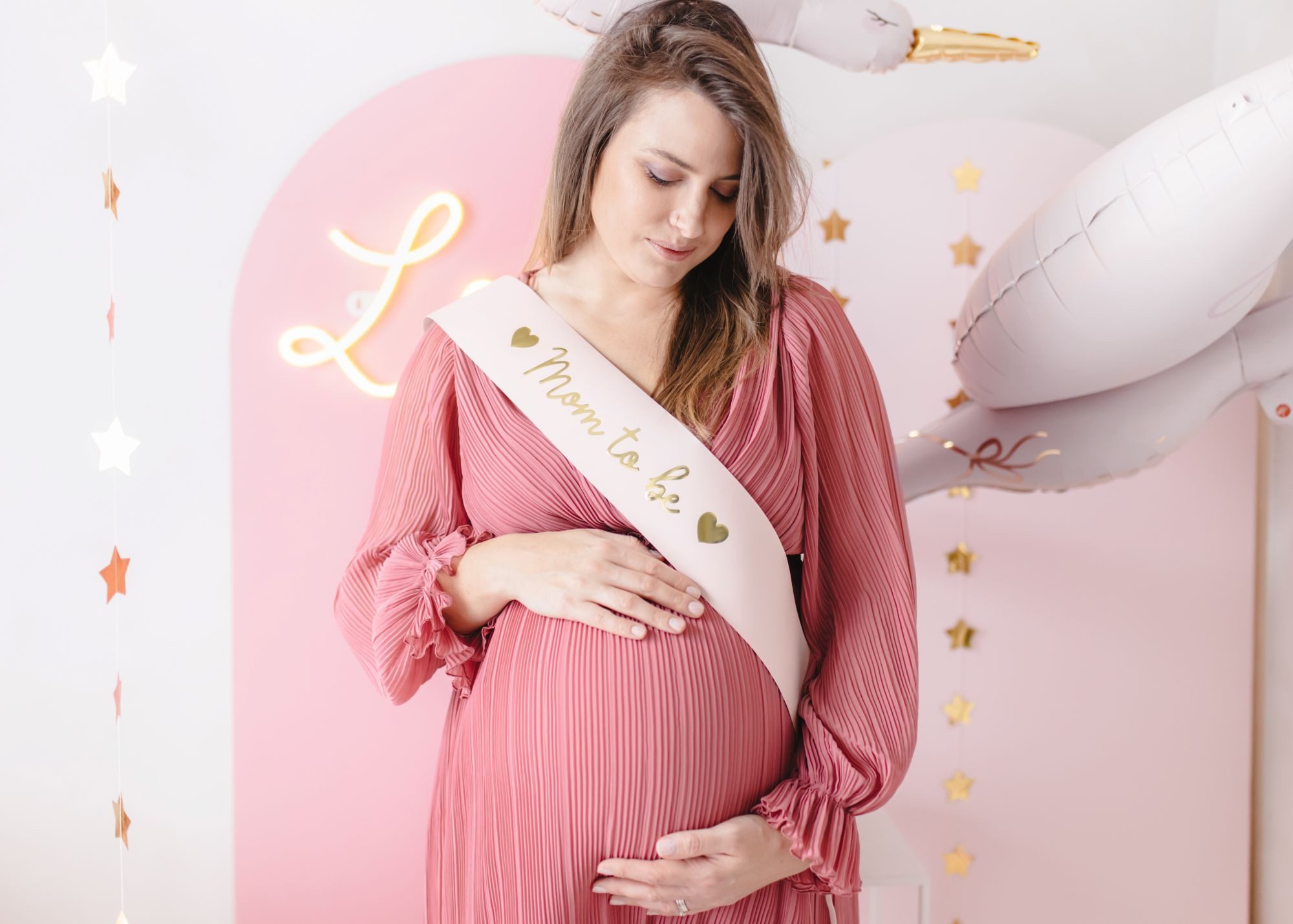 partydeco Dekoobjekt Schärpe 'Mom to Be' für Babyshower, Rosa günstig online kaufen