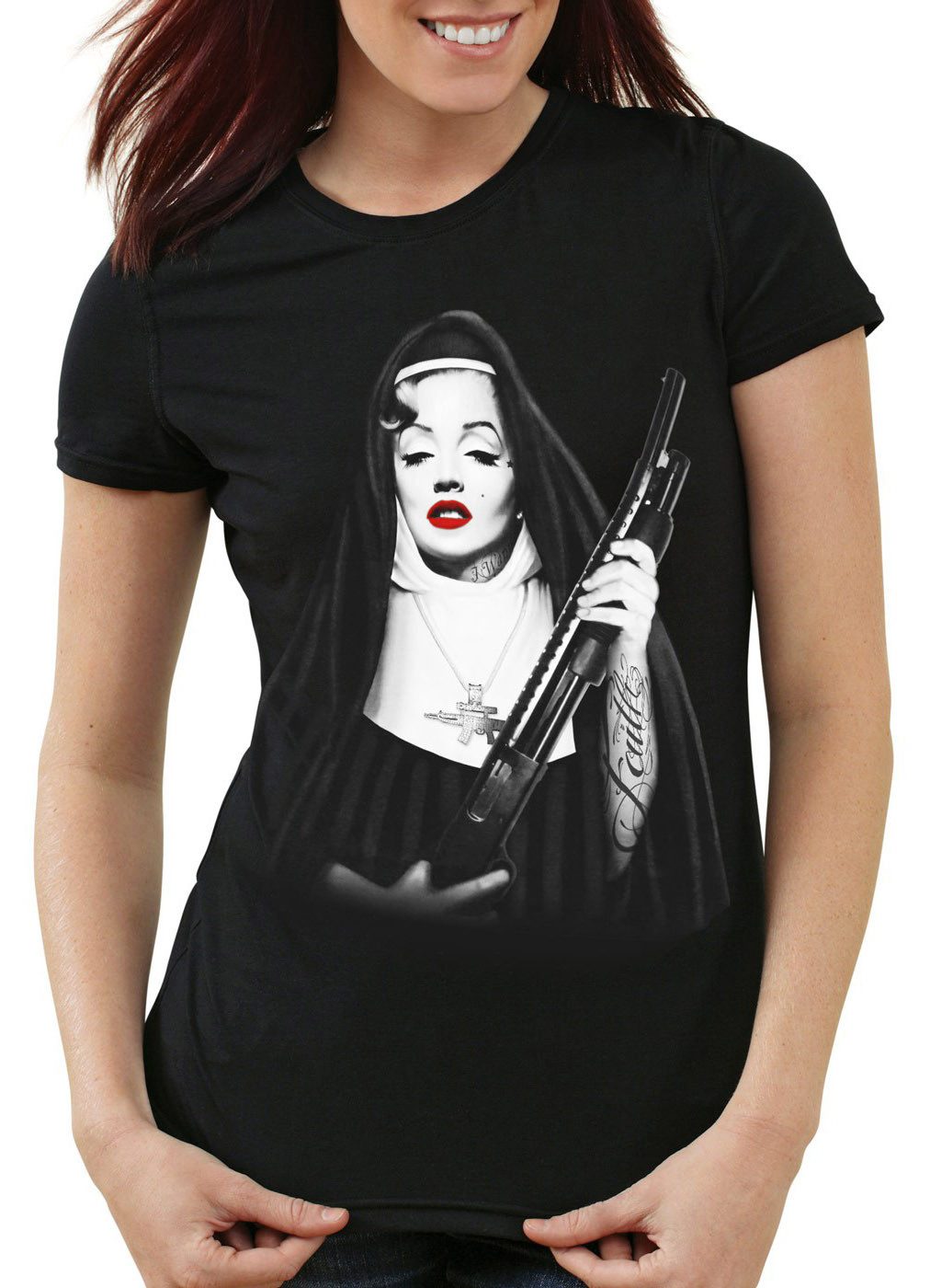 style3 T-Shirt Marilyn Gebetsschwester tattoo monroe rock nonne marylin shotgun