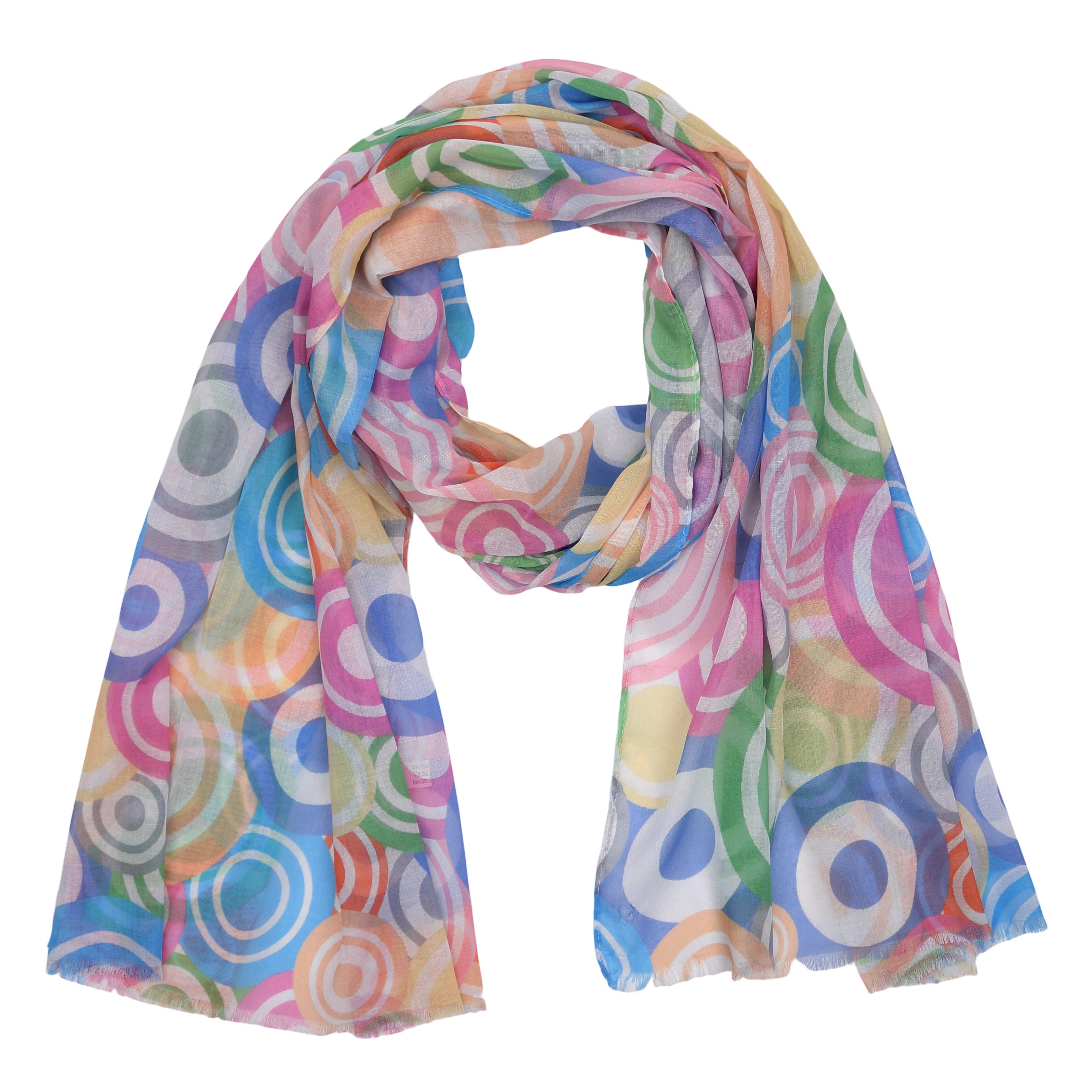 MIRROSI Modeschal Weicher & Leicht Großes Schal, ca.75x180cm, Bunt Print Kreis, (aus 100% Viskose, Atemberaubende Designs), Damen Halstuch Stola ideal für Frühling, Sommer und Herbst
