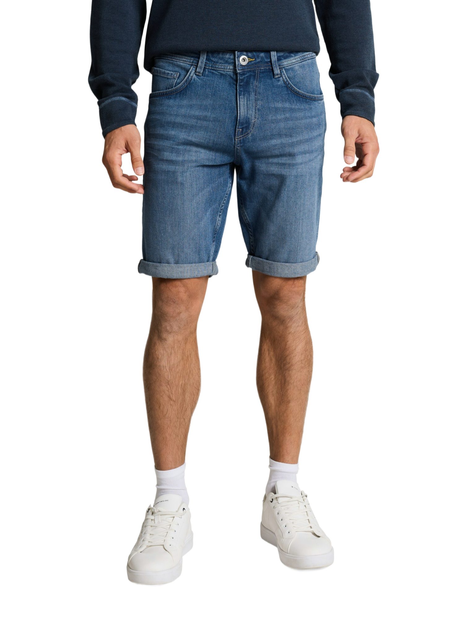 TOM TAILOR Bermudas O blau,Casual,Baumwolle,Unifarben,Regular Fit,Mittel