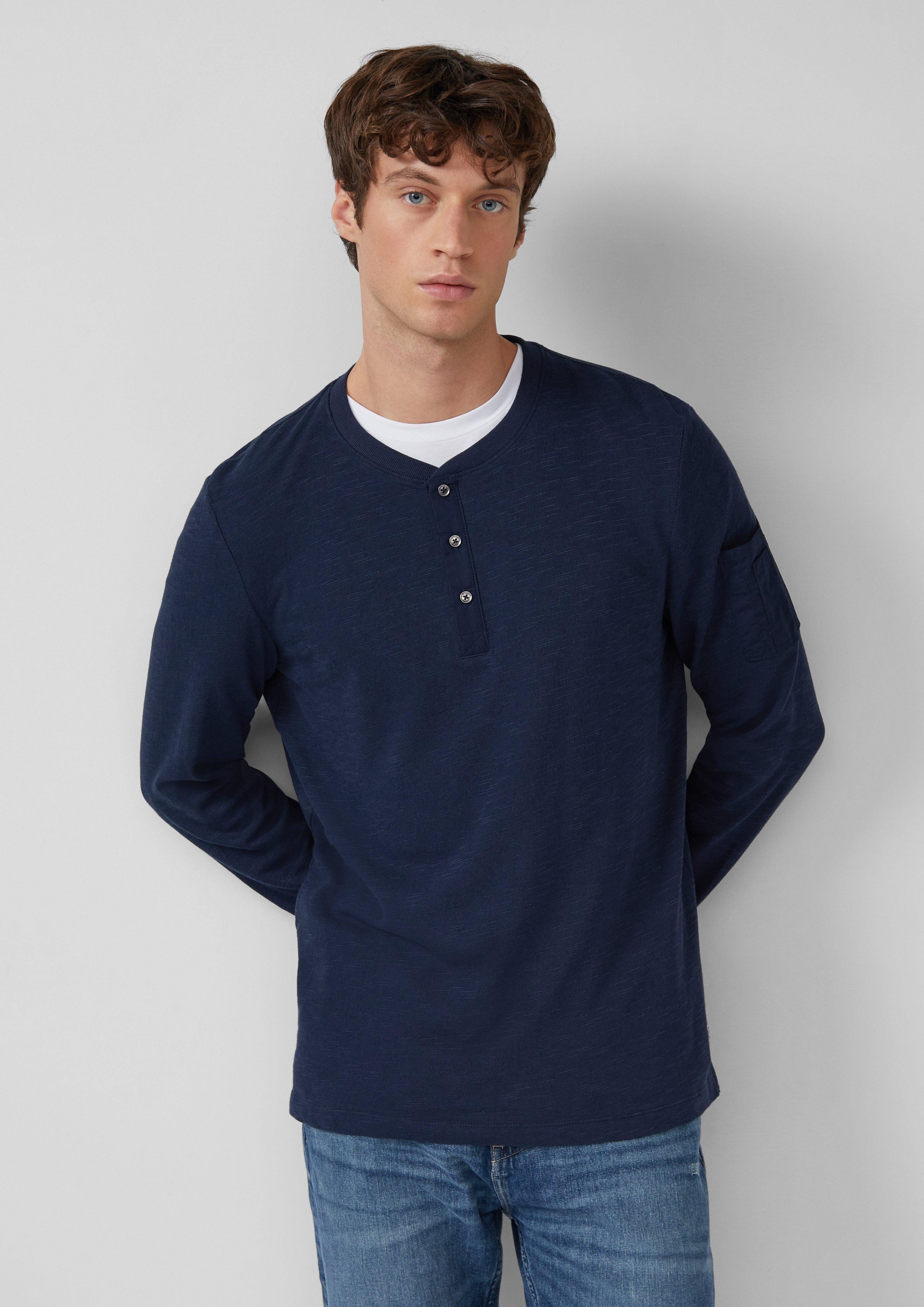 s.Oliver Langarmshirt Henley-Longsleeve mit Flammgarnstruktur und günstig online kaufen