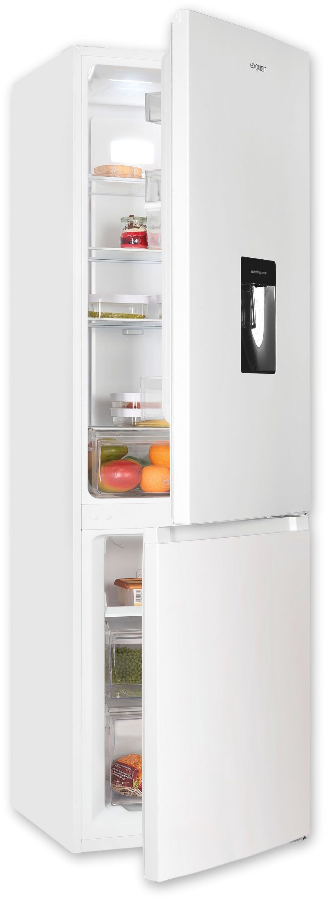 exquisit Kühl-/Gefrierkombination KGC265-70-NF-WS-040C, 180,5 cm hoch, 54 cm breit, EEK C, 251 L Nutzinhalt, NoFrost, Wasserspender