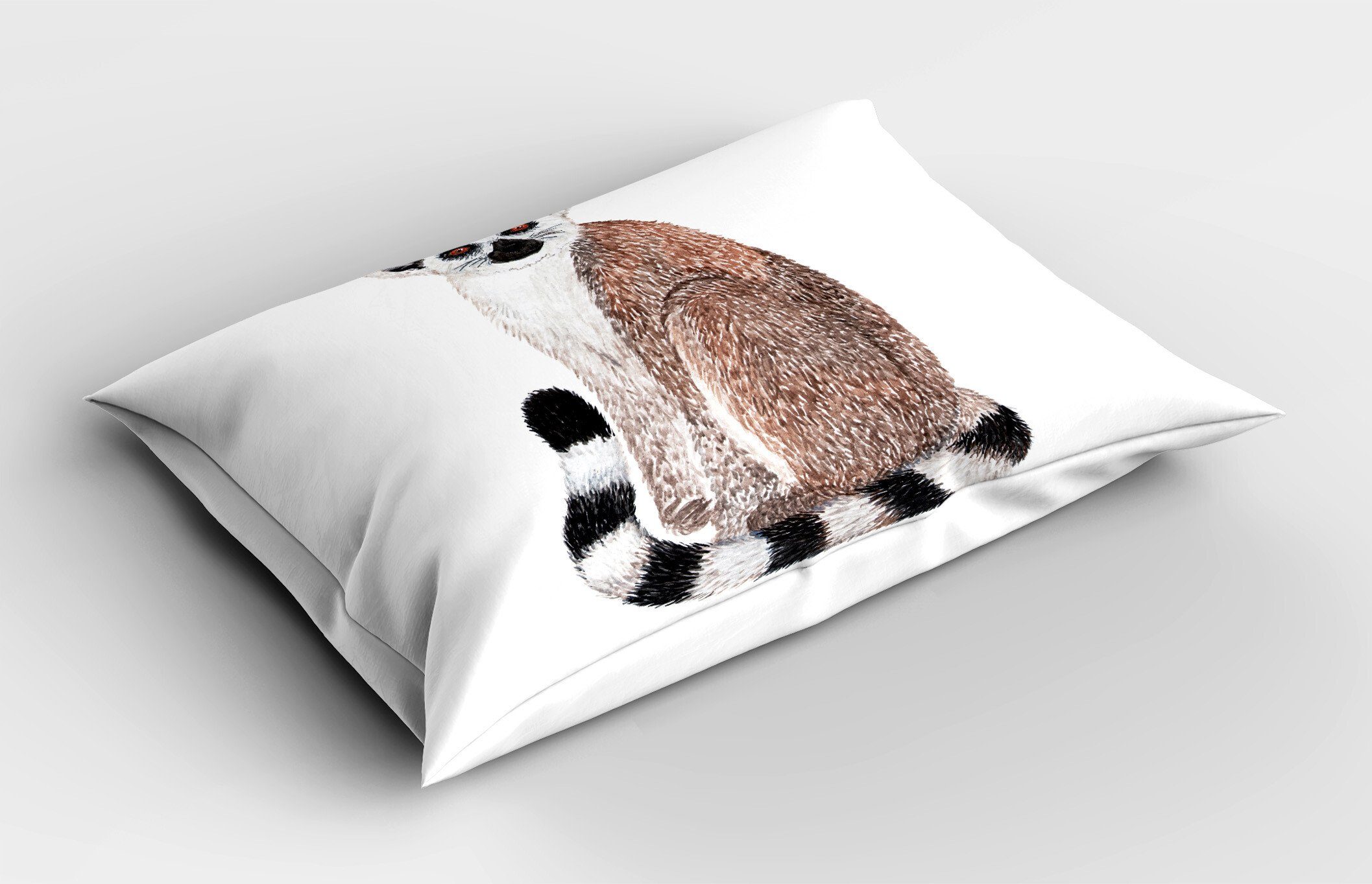 Kissenbezüge Stück), Gedruckter Animal King Lemur Standard Size Abakuhaus Dekorativer Art Wild Kissenbezug, (1 Aquarell