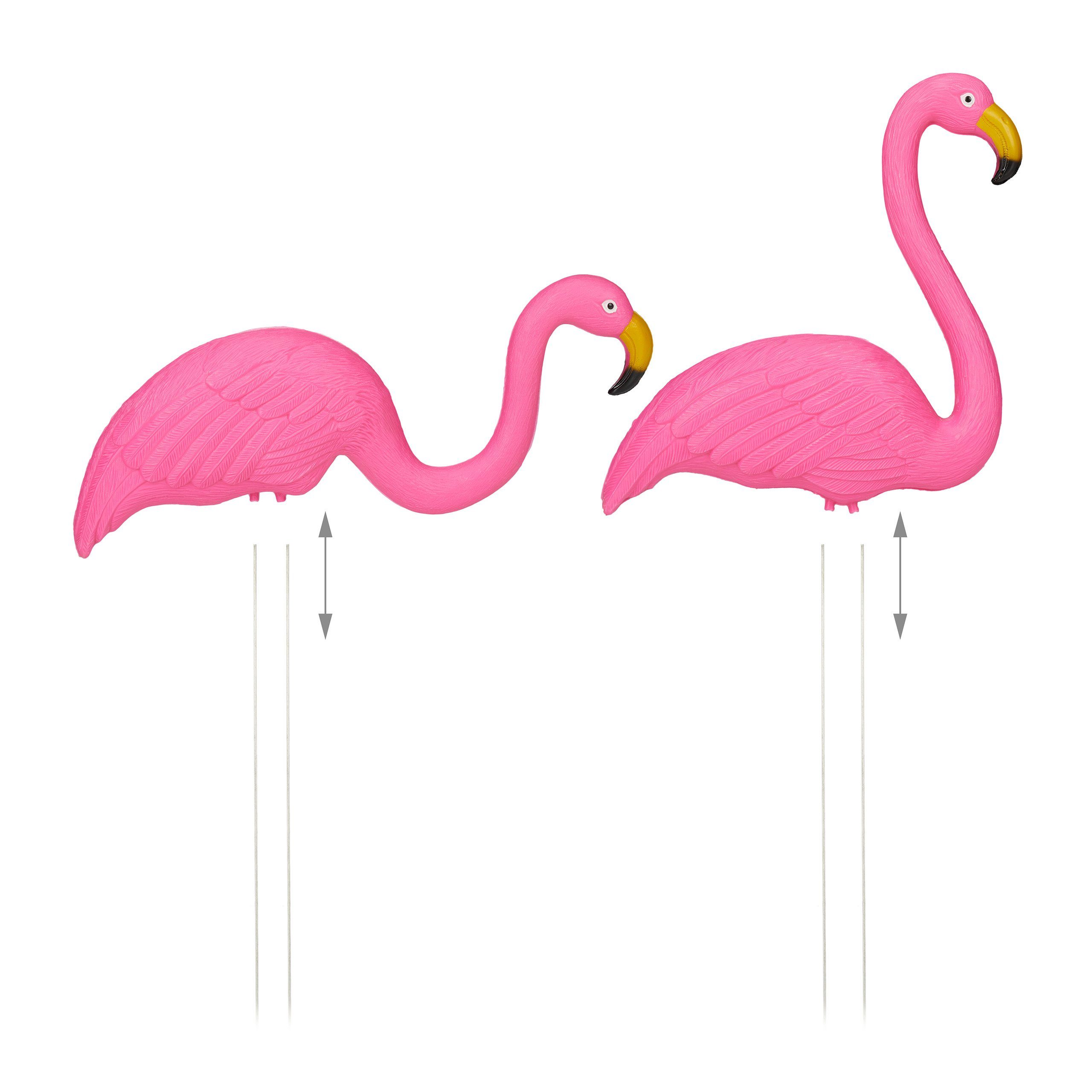 relaxdays Gartenfigur 4 x Flamingo Figur