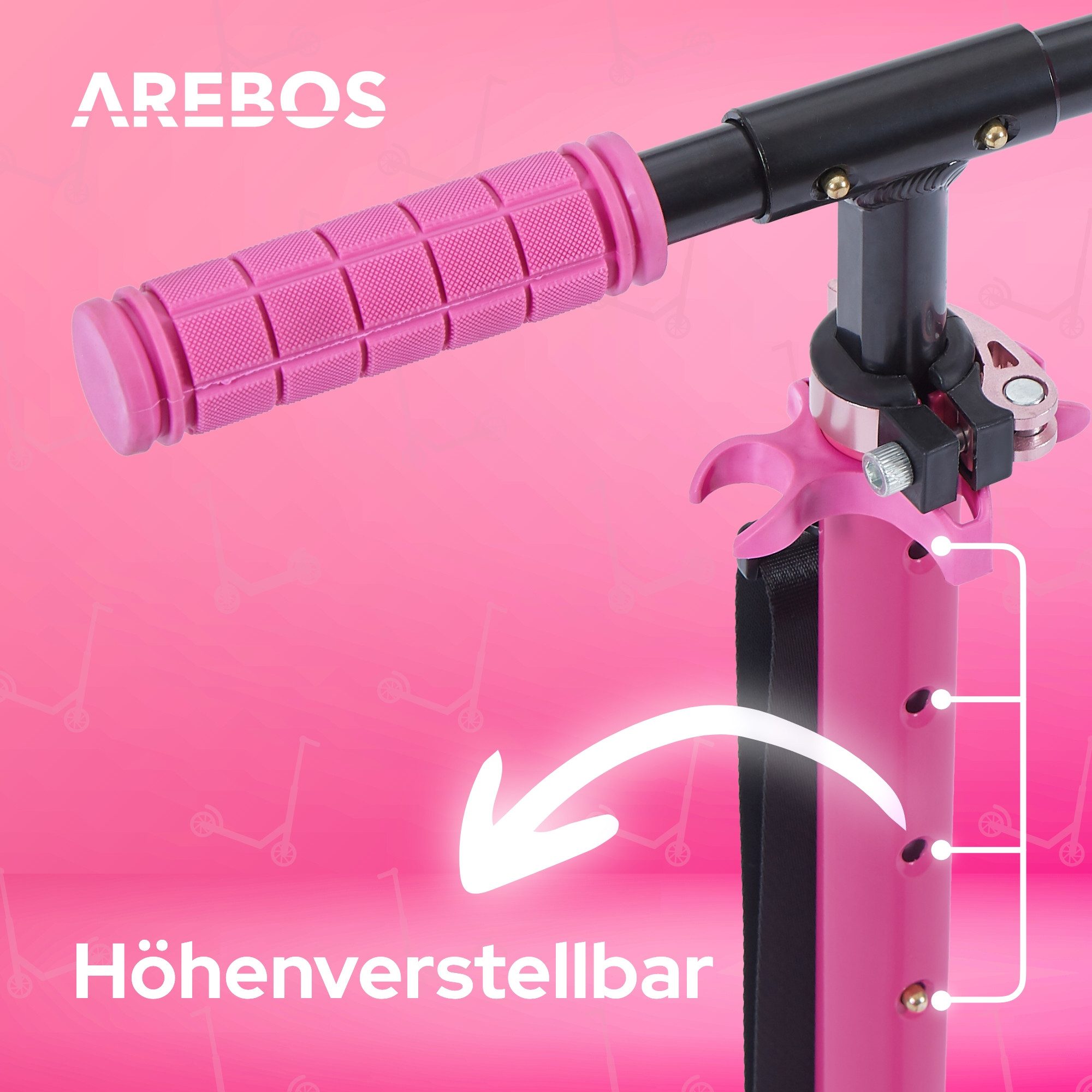 Arebos Tretroller klappbar höhenverstellbar 78–93 cm, ab 6 Jahre, 100 kg, 0 W, Fahrspaß überall: ideal für Schule, Freizeit oder kurze Wege
