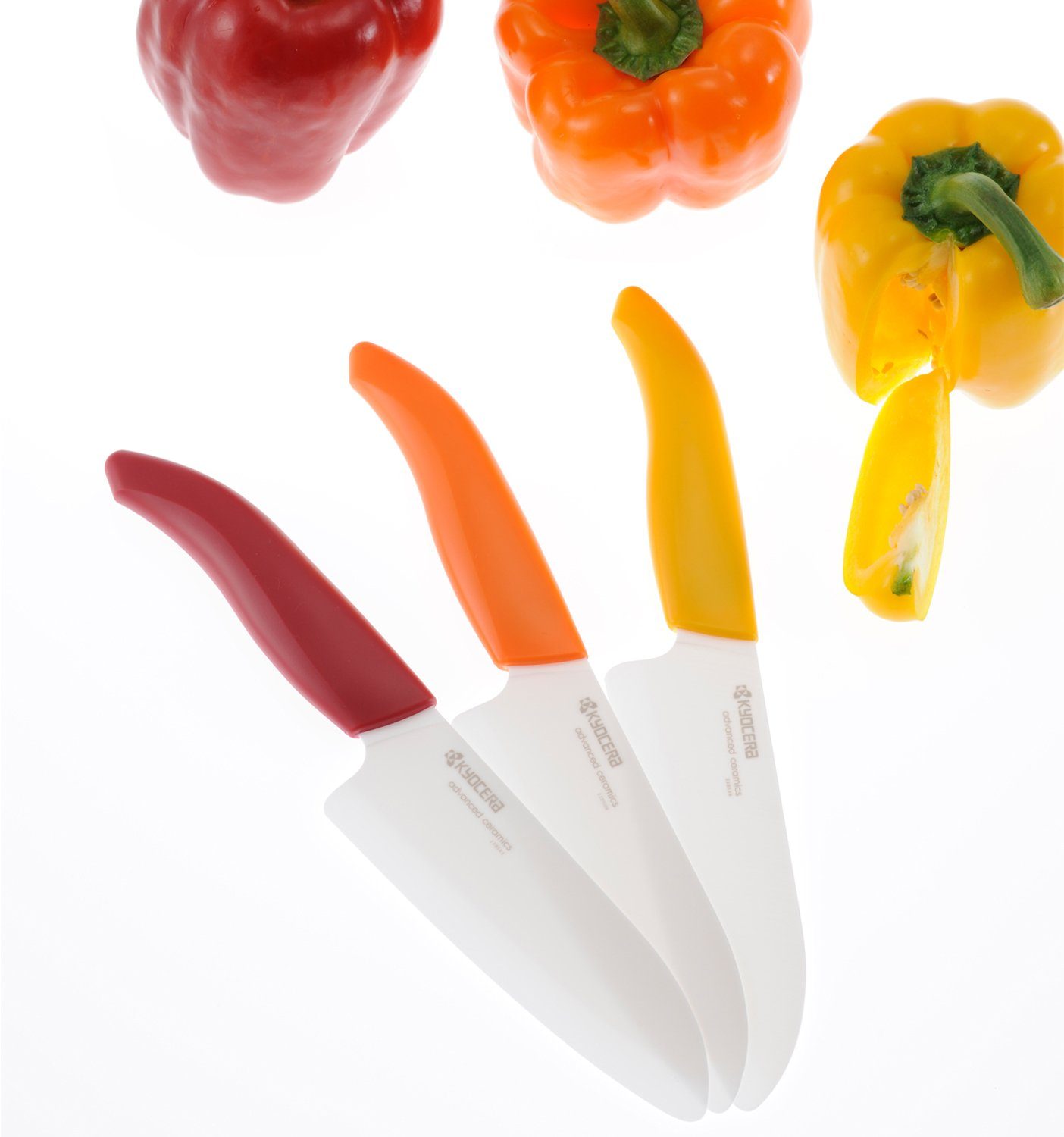 KYOCERA Messer-Set (Set, 2-tlg., 1 x Santokumesser, 1 x Sparschäler), extrem scharfe Hochleistungskeramik-Klinge
