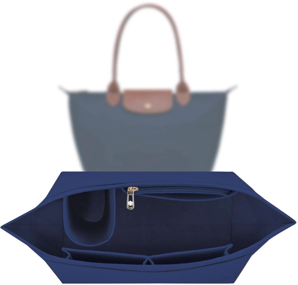 Kraftverdia Aufbewahrungstasche Taschen-Organizer – Bag-in-Bag, kompatibel mit Longchamp & Co.