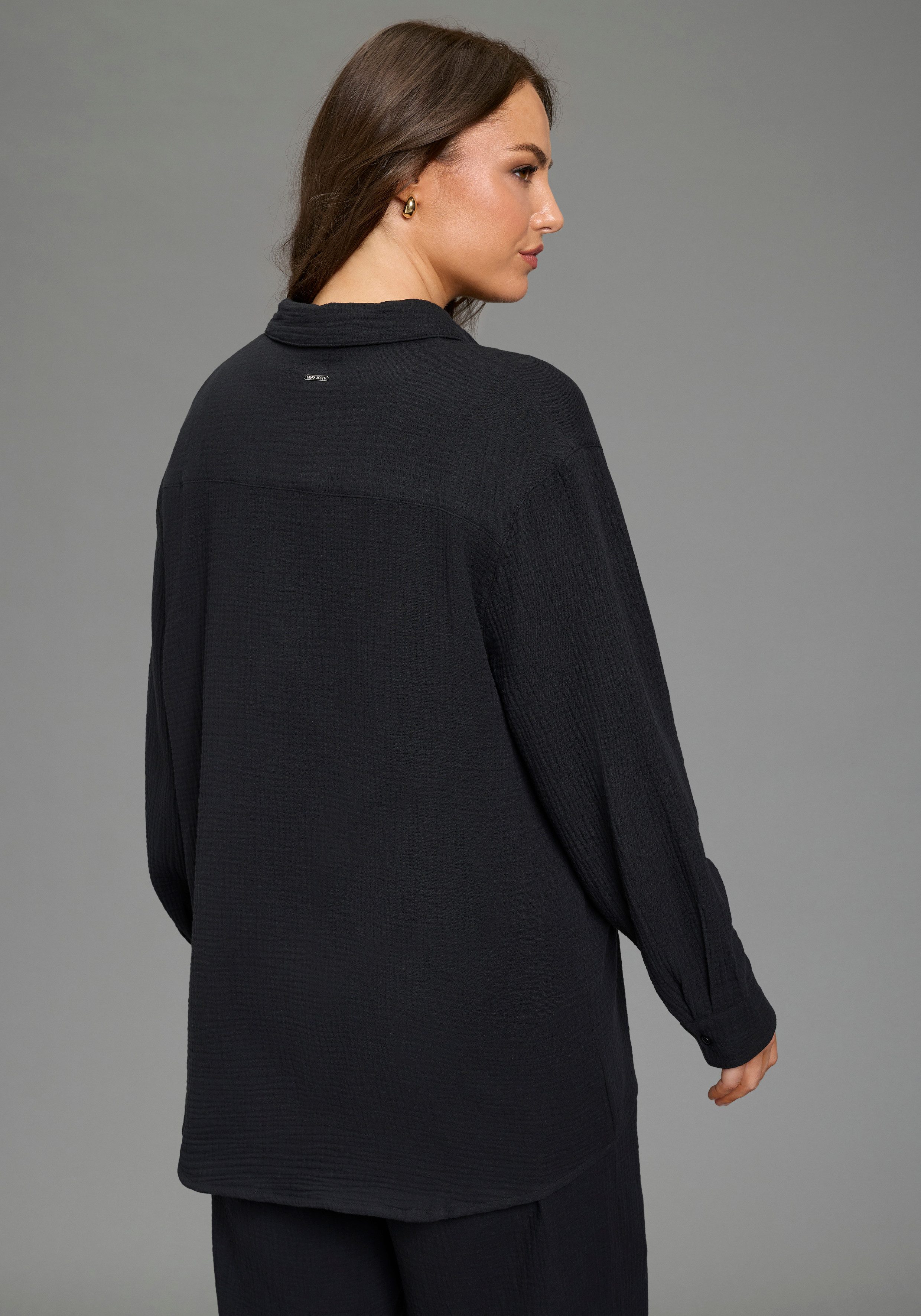 Laura Scott CURVE Hemdbluse aus angenehm weicher Strukturware günstig online kaufen