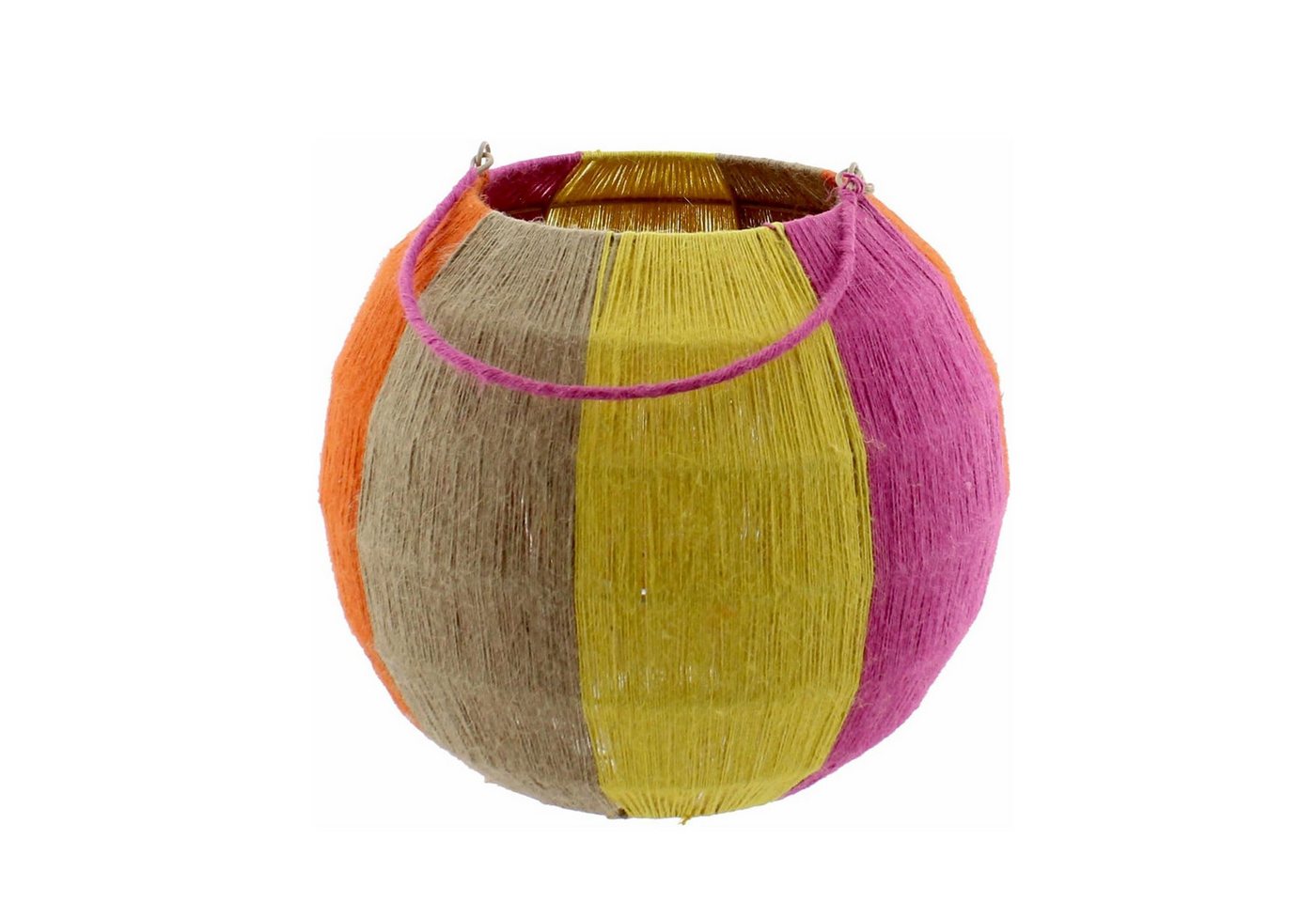 Van der Leeden Windlicht Laterne BUNT Kugel Jute Natur/Gelb/Orange/Fuchsia, Ø 20cm H50cm