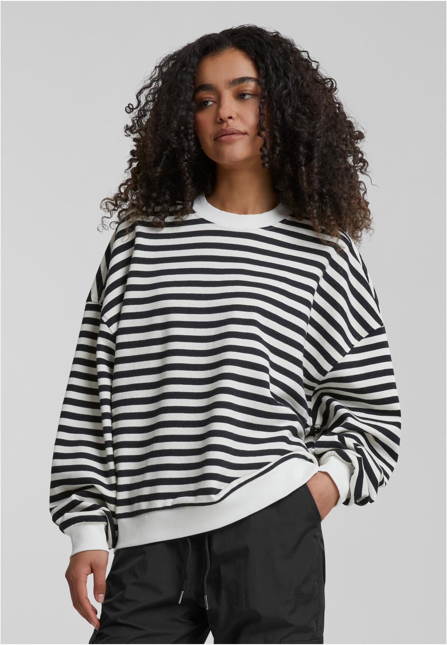 Sweatshirt Ladies Oversized Striped Crewneck Damen Pullover