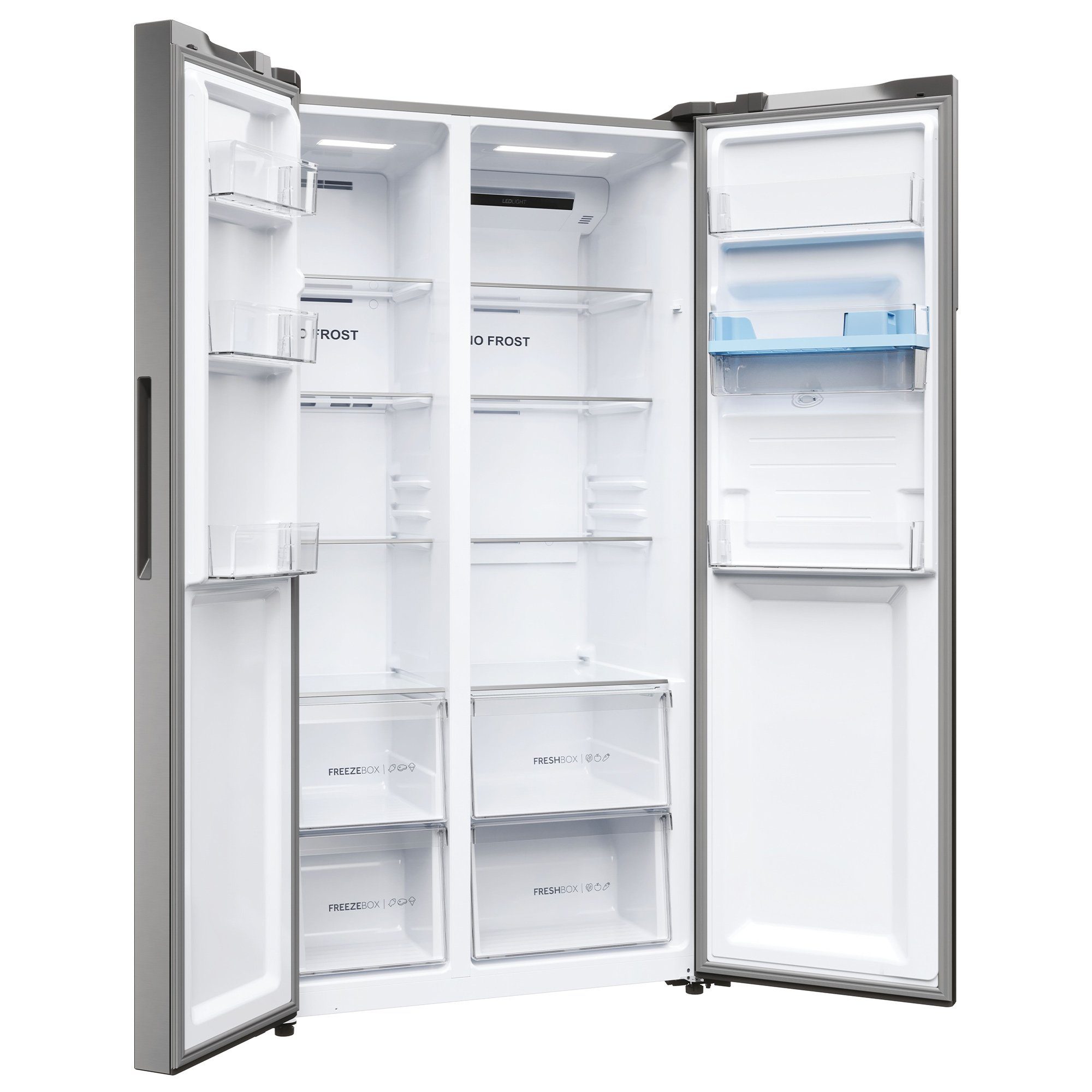 Haier Side-by-Side Front aus Edelstahl HSR5918DWMP, 177.5 cm hoch, 90.8 cm breit, Total NoFrost, Waserdispenser mit Tank, XL-Slim-Line, Multi-Airflow